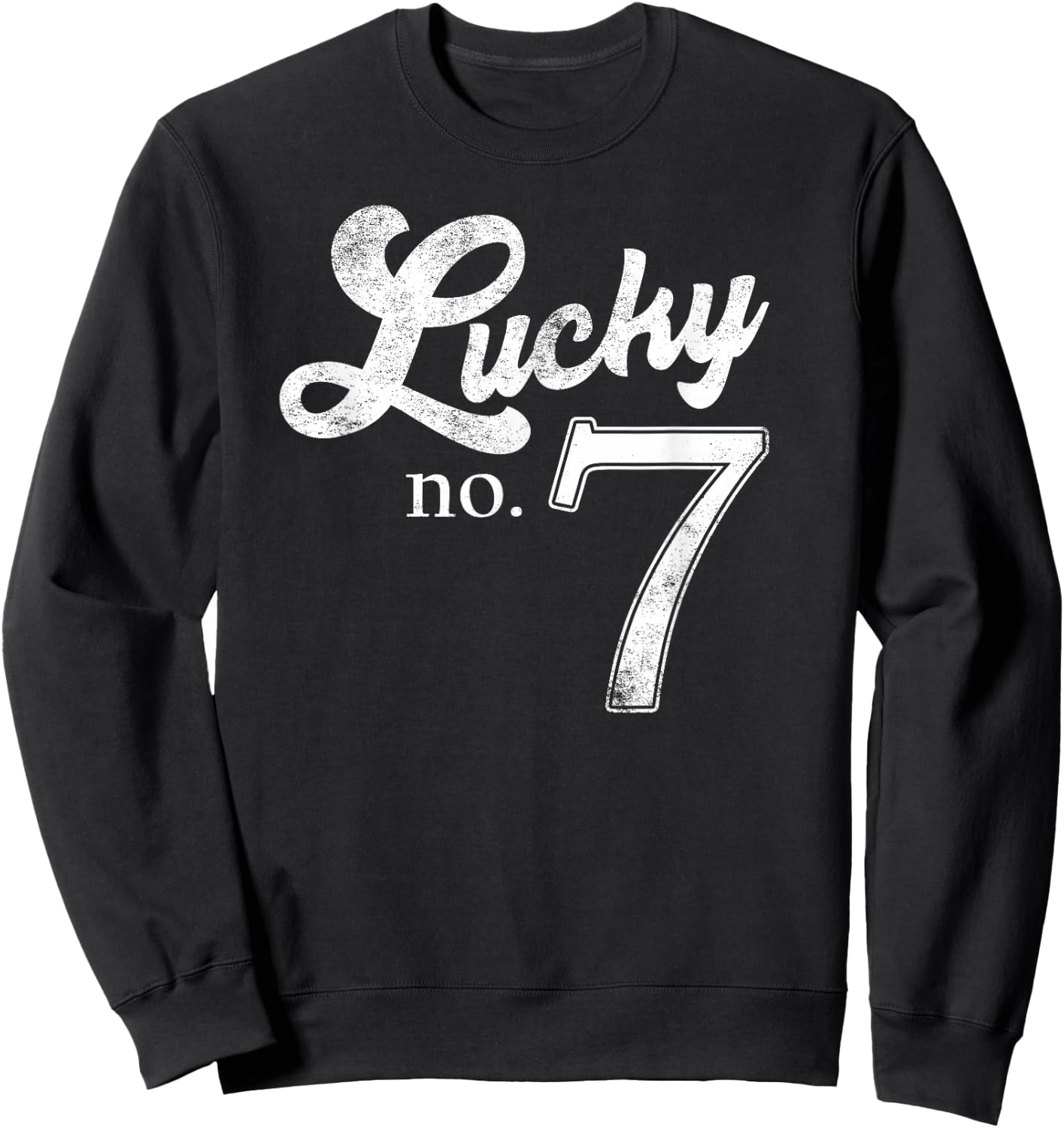 Lucky Number Seven Distressed Favourite Number Seven Sweatshirt - Sweatshirt | Black