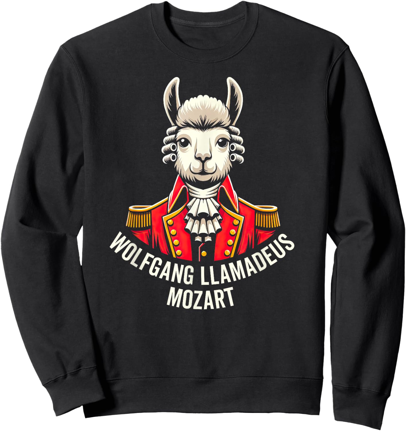 Wolfgang Llama Portrait Llamadeus Mozart Classical Music Hum Sweatshirt - Sweatshirt | Black