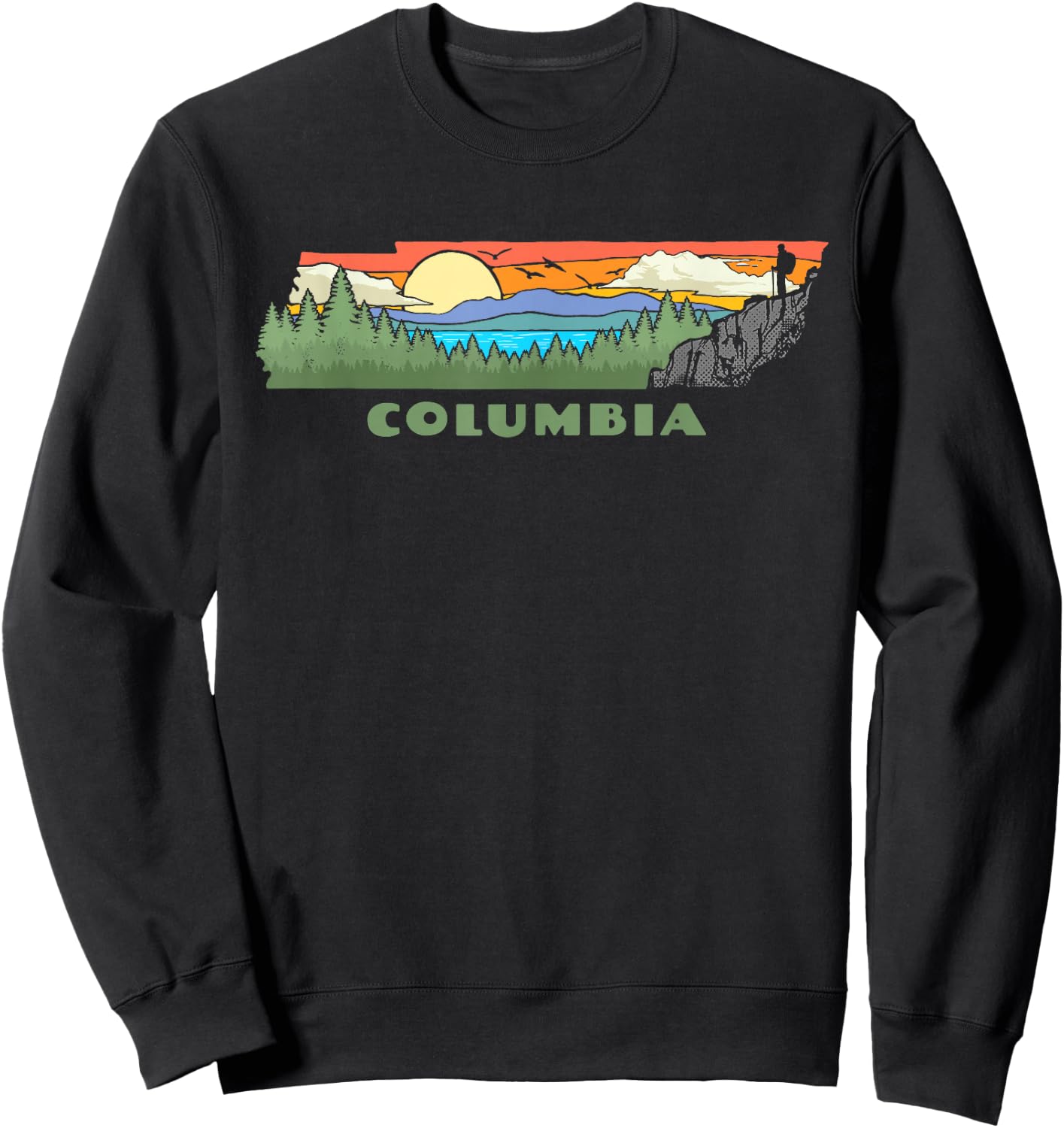Columbia Tennessee Nature Outdoor Hiking Retro Sweatshirt - Sweatshirt | Black