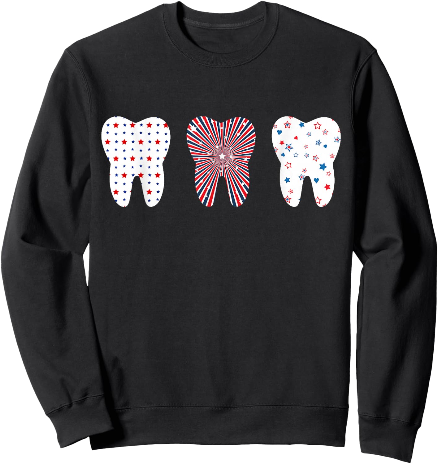 Dental Hygienist Us Flag 4th of July Patriotic Tooth Doctor Sweatshirt - Sweatshirt | Black