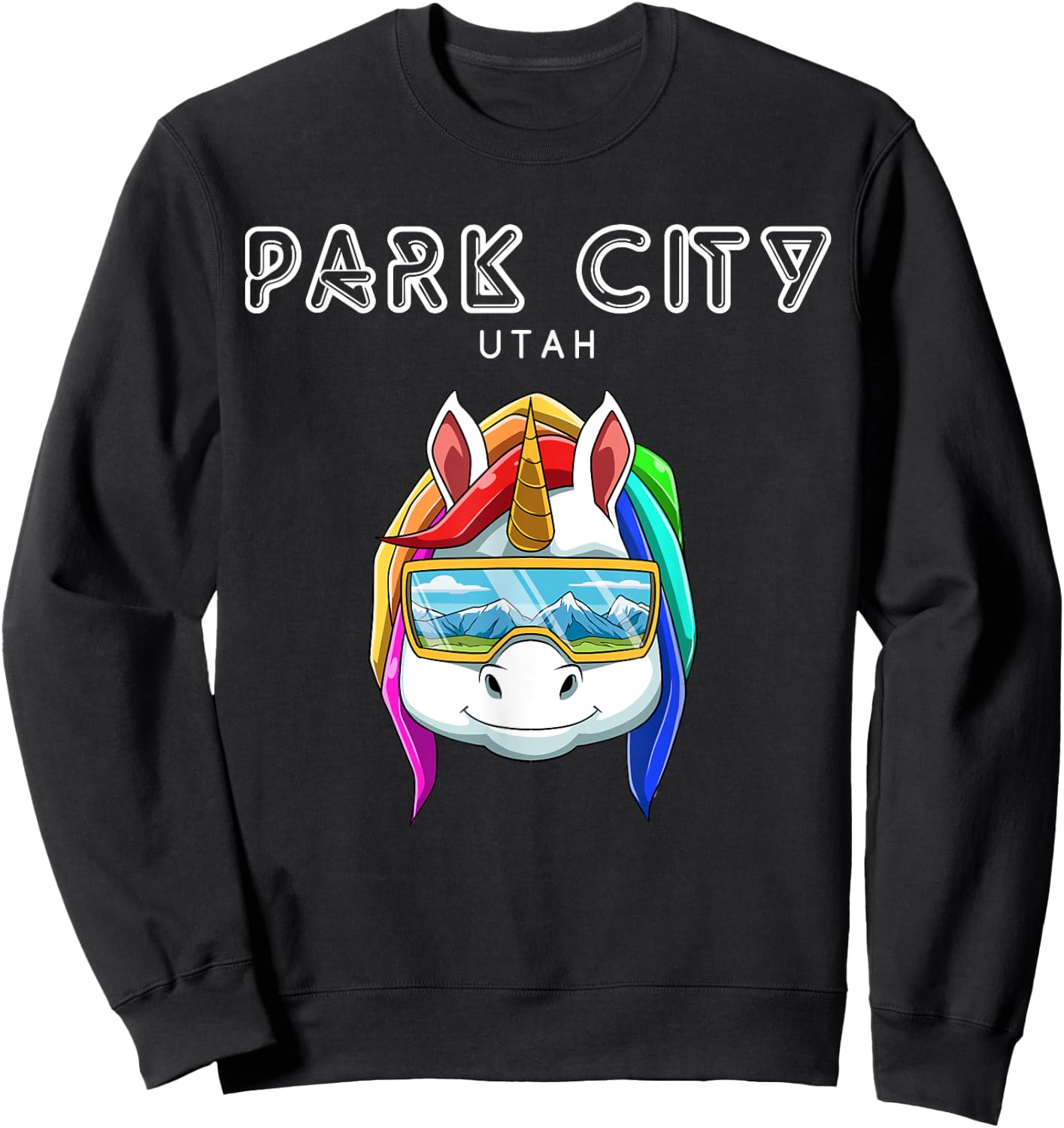 Park City North Utah - Ski and Snowboard Unicorn Sweatshirt - Sweatshirt | Black