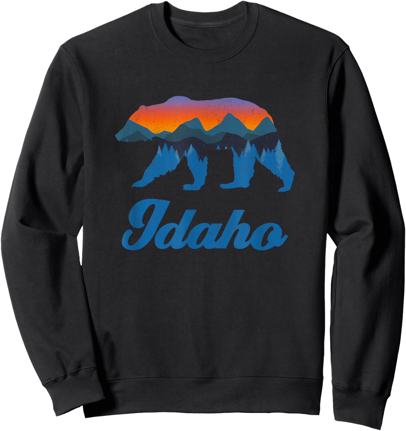 Vintage Idaho Power Bear Forest Grizzly Proud Outdoor Scenic Sweatshirt - Sweatshirt | Black