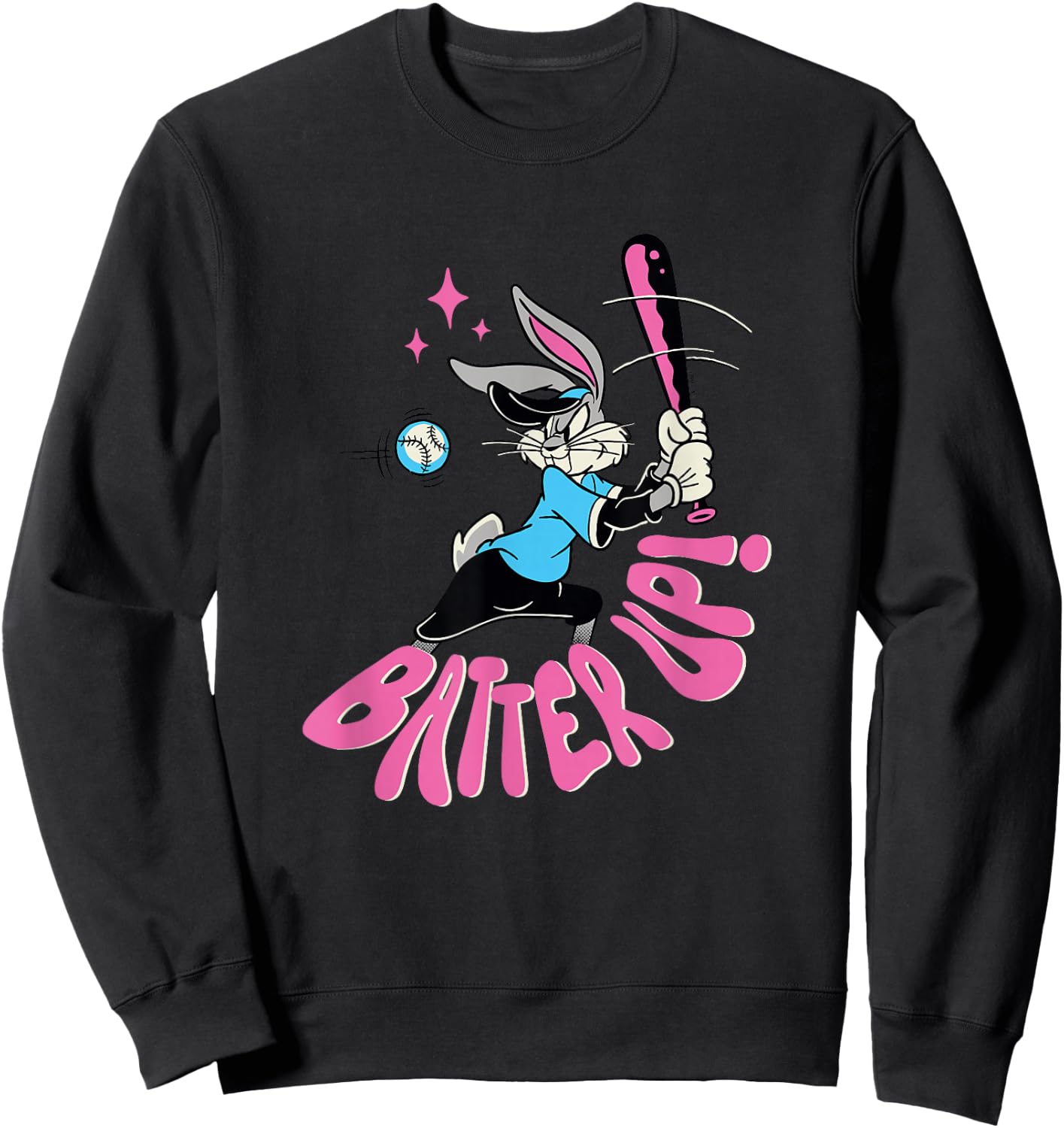 Looney Tunes Bugs Bunny Retro Vintage Baseball Batter Up Sweatshirt - Sweatshirt | Black