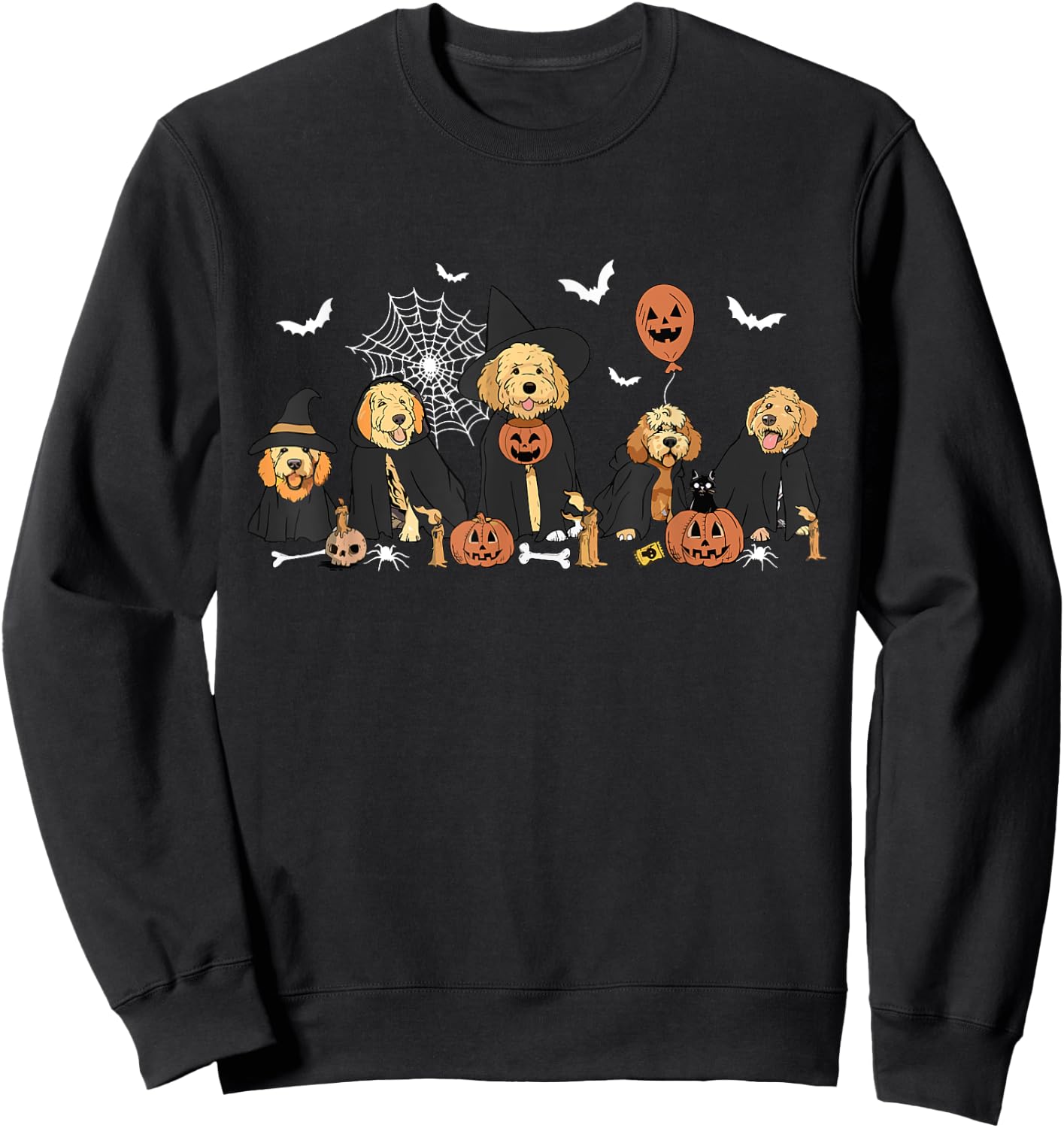 Ghost And Witch Goldendoodle Halloween Doodle Dog Lover Women Sweatshirt - Sweatshirt | Black