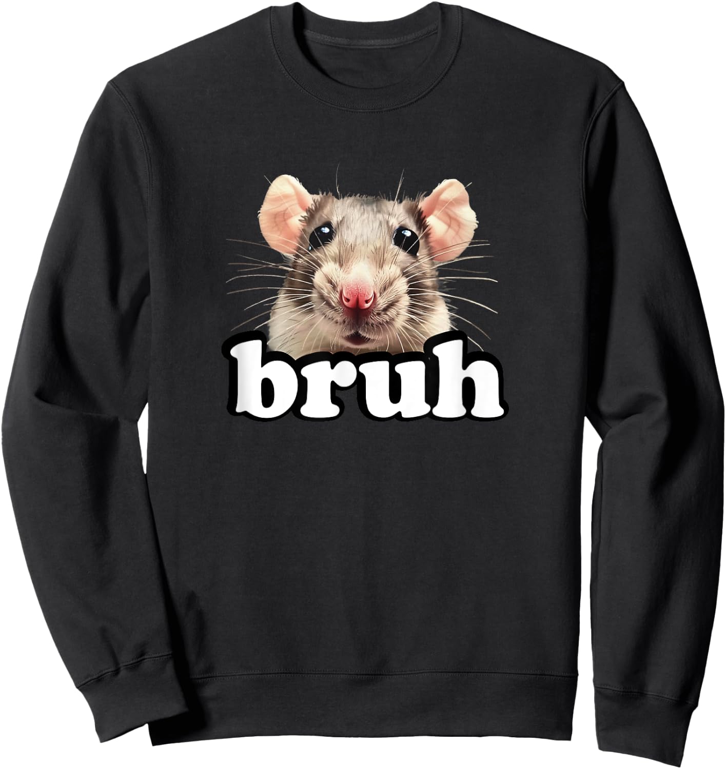 Fancy Rat Rodent Owner Gifts Shirts & Kids Bruh Pet Rat Lover Black Small Modern Round Collar Short Sleeve Sweatshirt - Sweatshirt | Black
