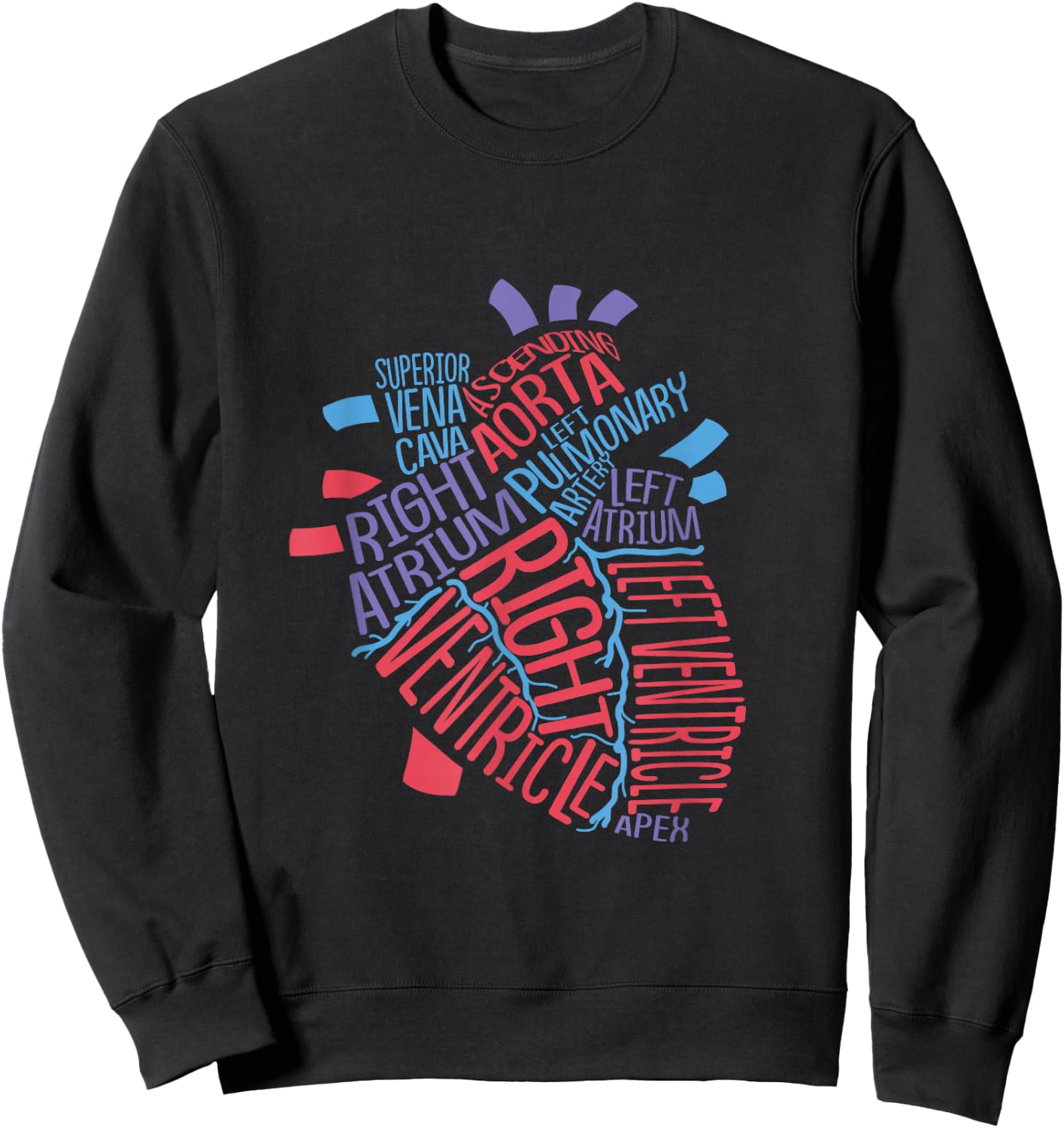 Anatomical Human Heart Cardiology Medical Cardiac Nurse Sweatshirt - Sweatshirt | Black