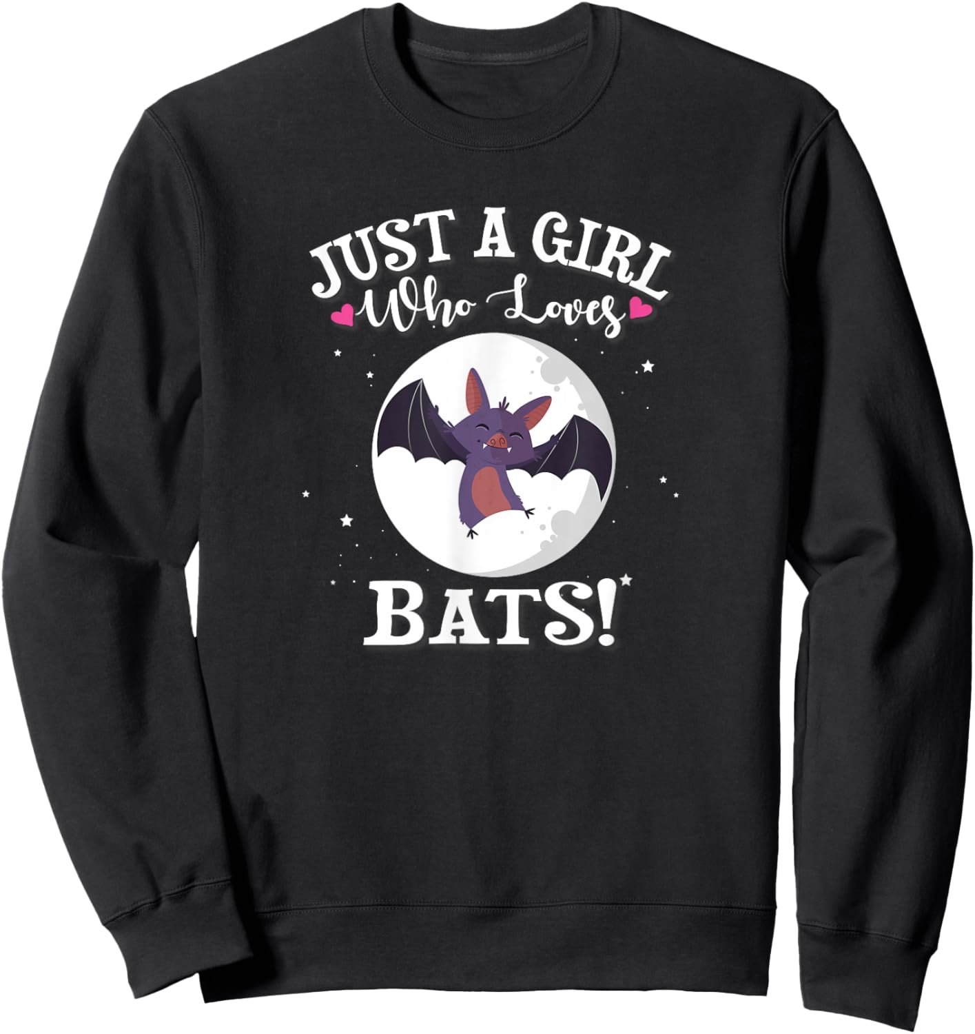 Funny Cute Kawaii Kids Girl Who Loves Bats Lover Sweatshirt - Sweatshirt | Black