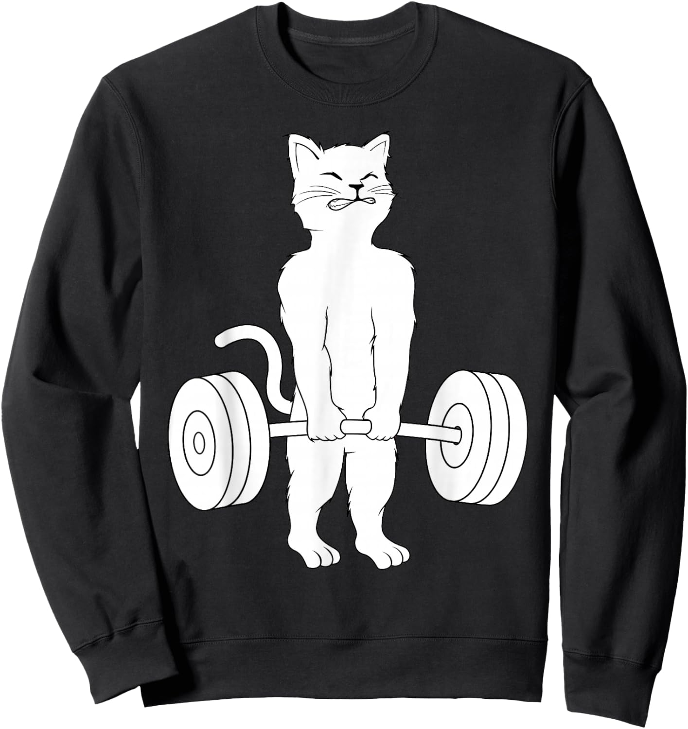 Cat Deadlift Shirt Powerlifting Kitty Weightlifting Cat Sweatshirt - Sweatshirt | Black