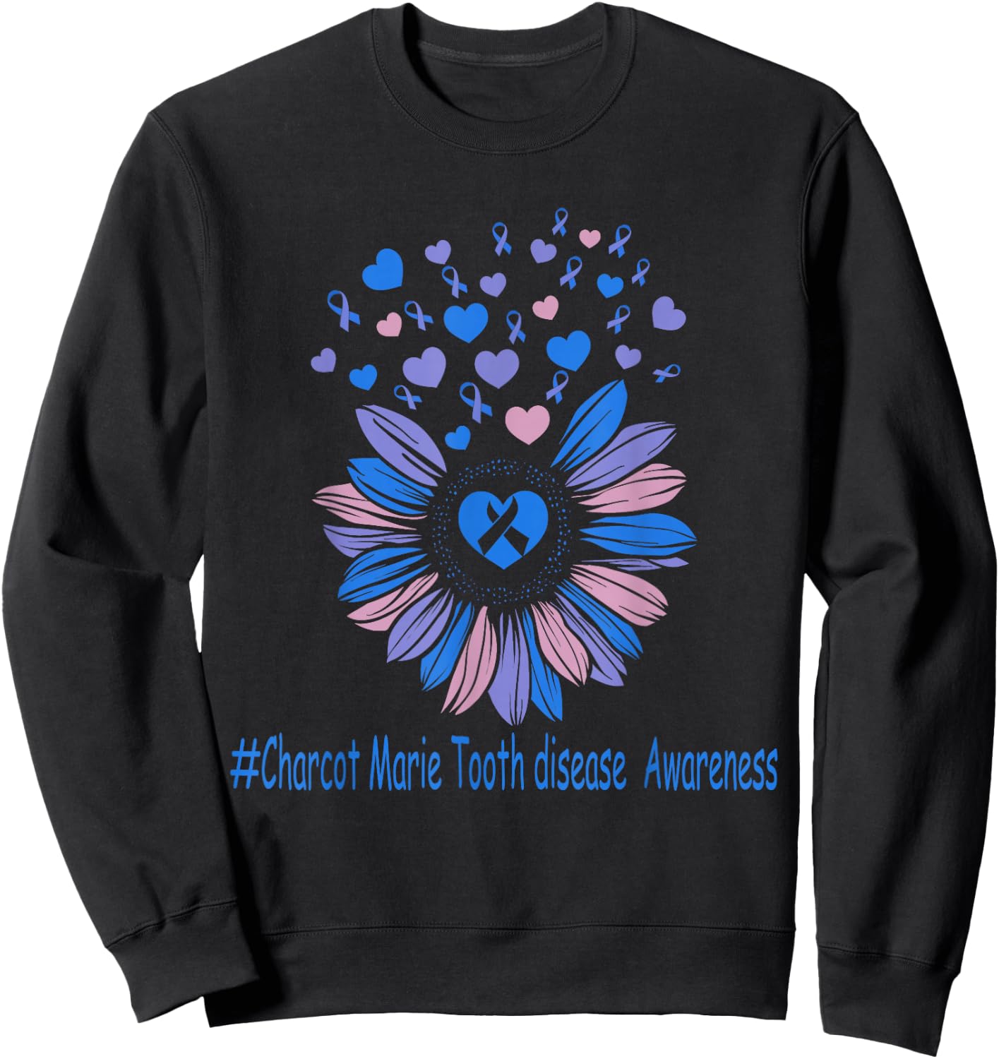 charcot marie tooth disease Awareness Sunflower Sweatshirt - Sweatshirt | Black