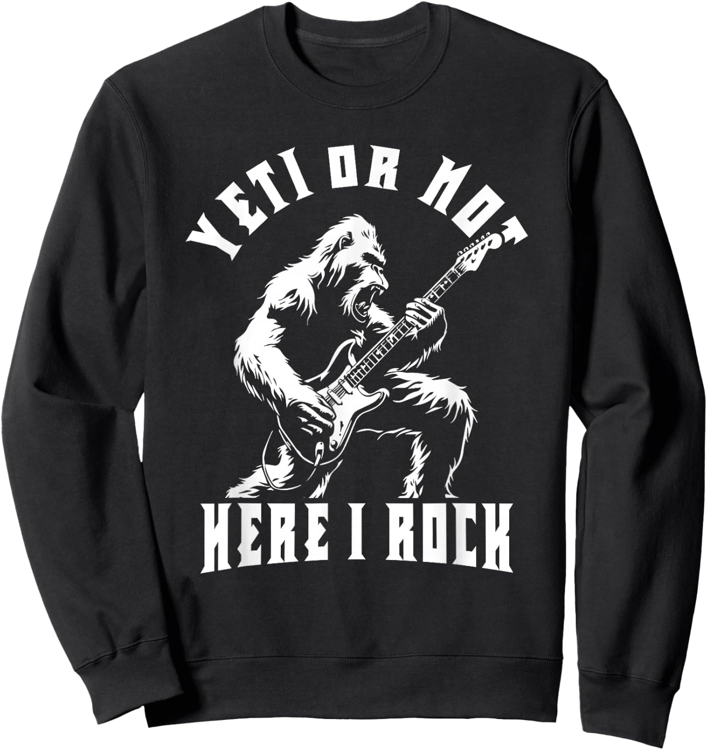 Funny Rock And Roll Bigfoot Sweatshirt - Sweatshirt | Black