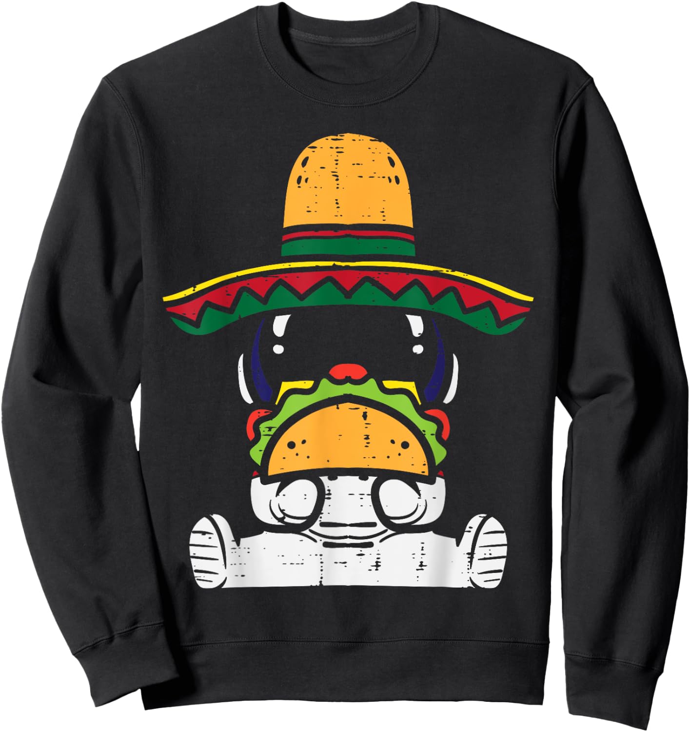 Mexican Astronaut Sombrero Tacos Space Food Men Women Kids Sweatshirt - Sweatshirt | Black