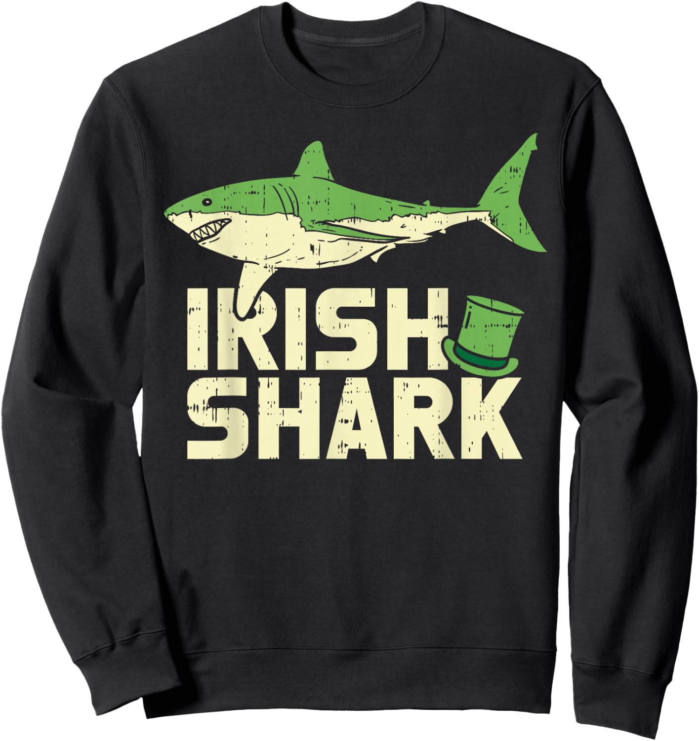 Green Irish Shark Funny St Patricks Day Animal Boys Gift Sweatshirt - Sweatshirt | Black