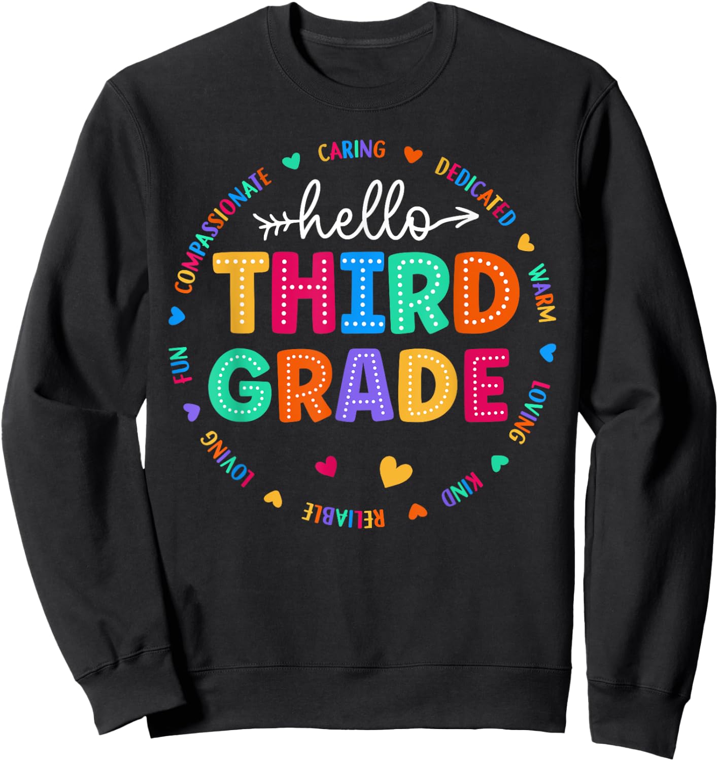 Third Grade Hello Back To School 3rd Grade Teacher Student Men Women Girls Kids Sweatshirt - Sweatshirt | Black