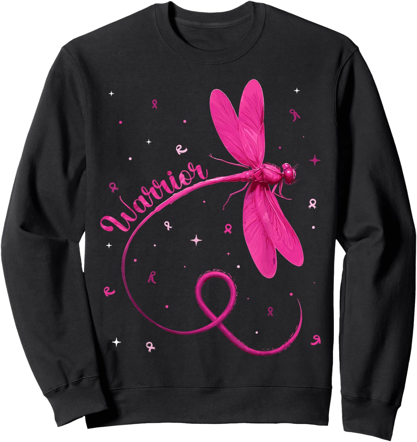 Pink Dragonfly Breast Cancer Warrior Sweatshirt - Sweatshirt | Black