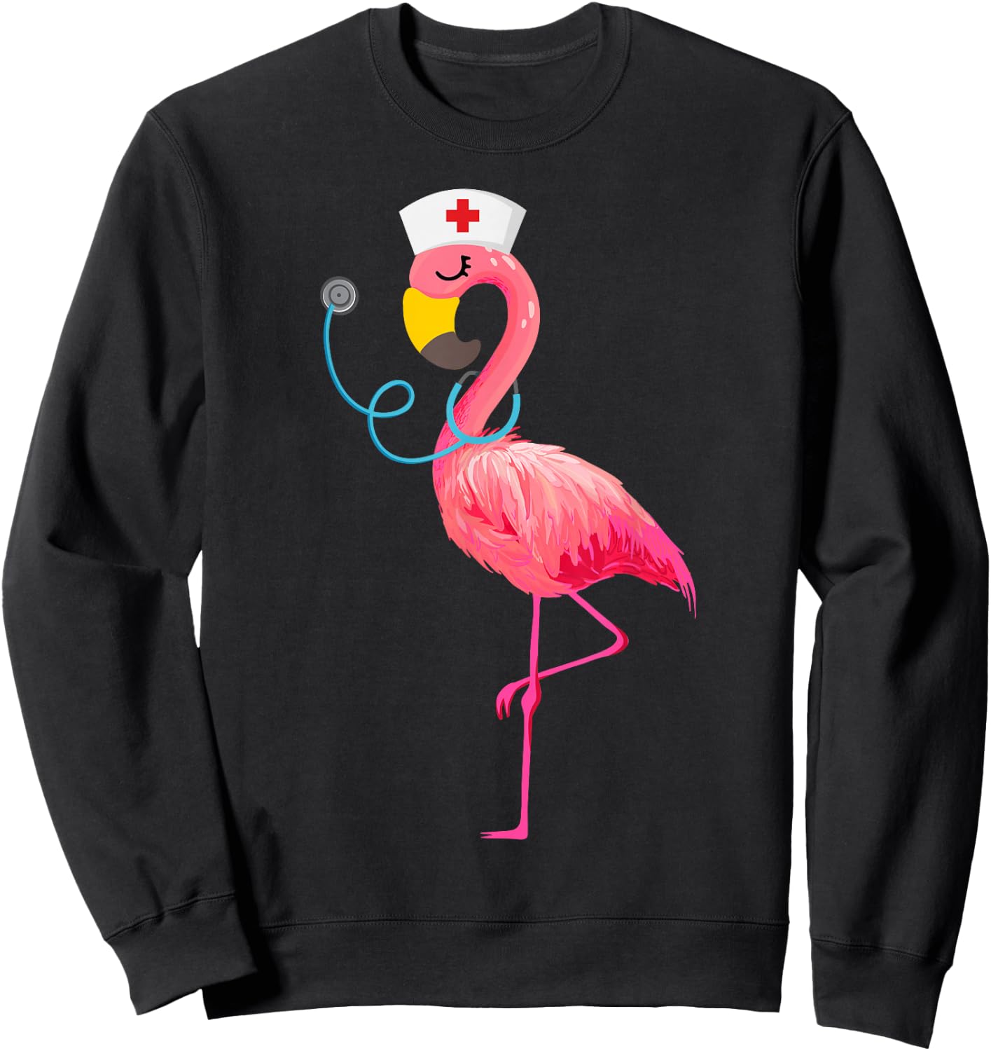 Nurse Flamingo Funny Flamingo Lover Nursing Sweatshirt - Sweatshirt | Black