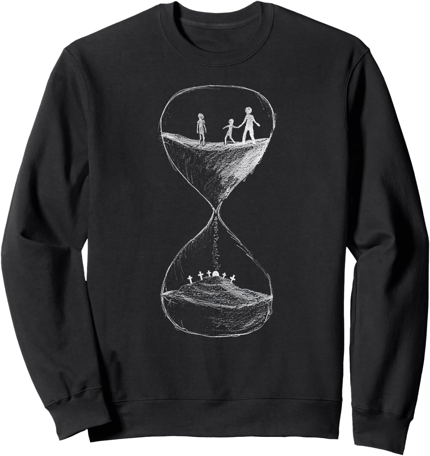 Time Hourglass Life Death Cycle Cemetery Alt Goth Aesthetic Sweatshirt - Sweatshirt | Black