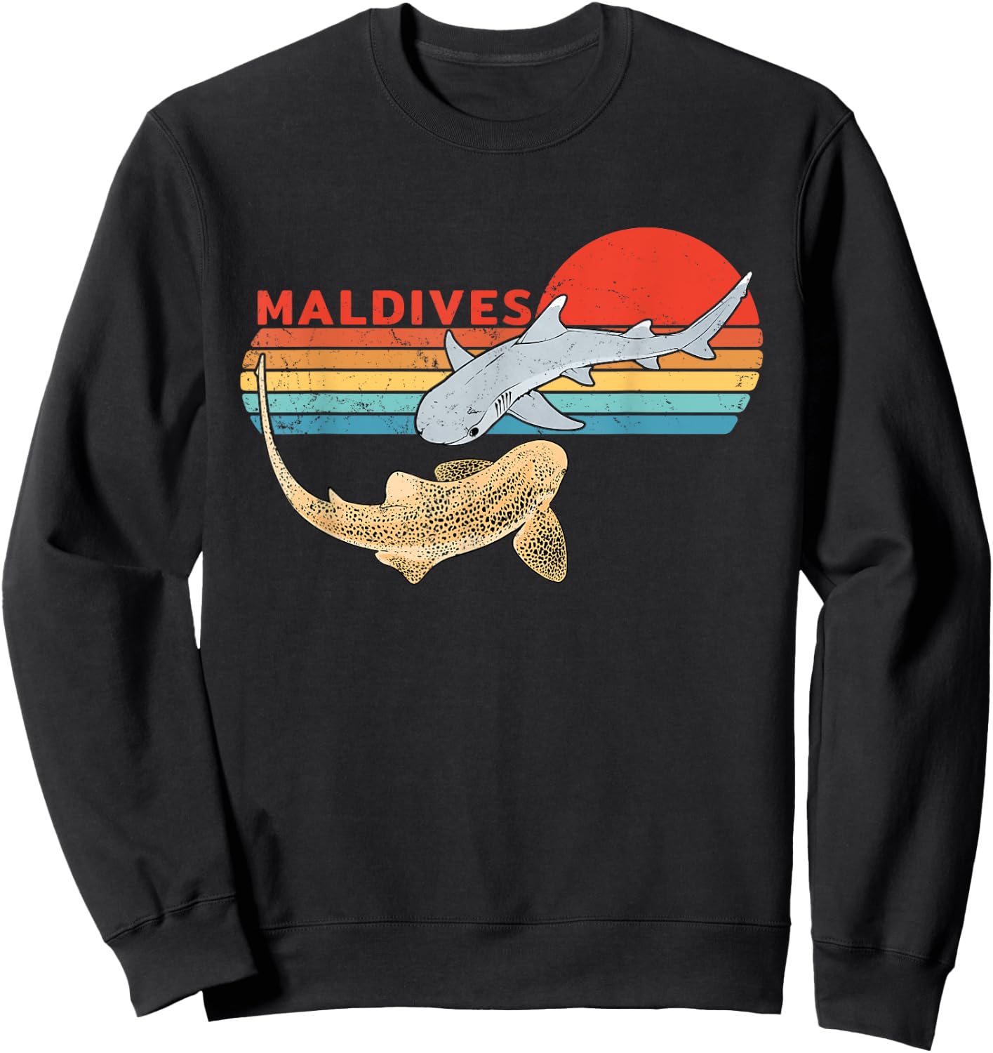 Zebra Shark Maldives Diving Retro Sweatshirt - Sweatshirt | Black