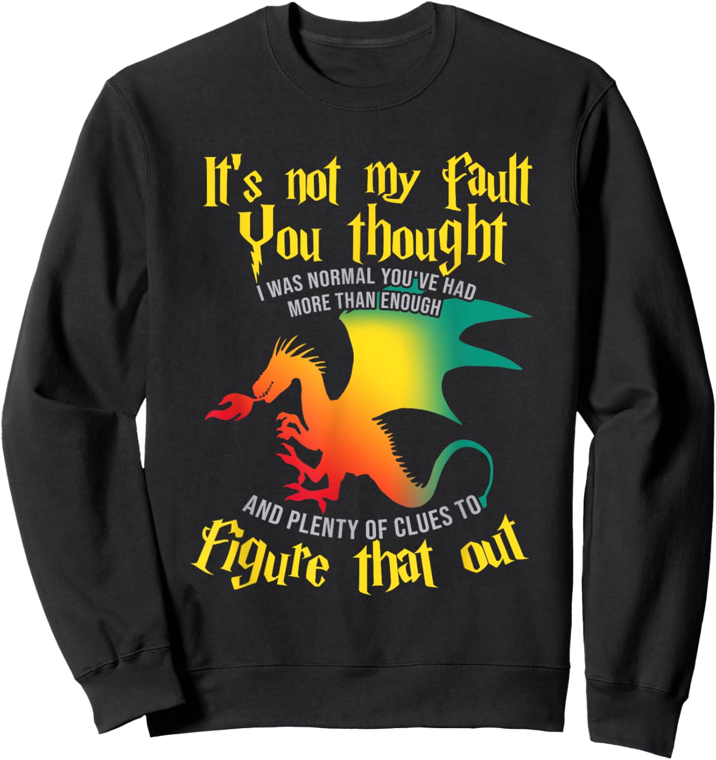 Dragon Shirt Men Myrhical Creature Fantasy Fire Sweatshirt - Sweatshirt | Black