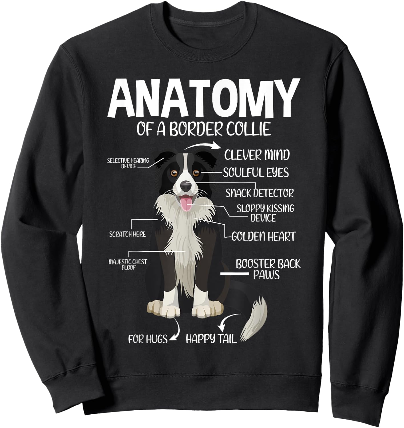 Funny Anatomy Border Collie Dog Lover Sweatshirt - Sweatshirt | Black