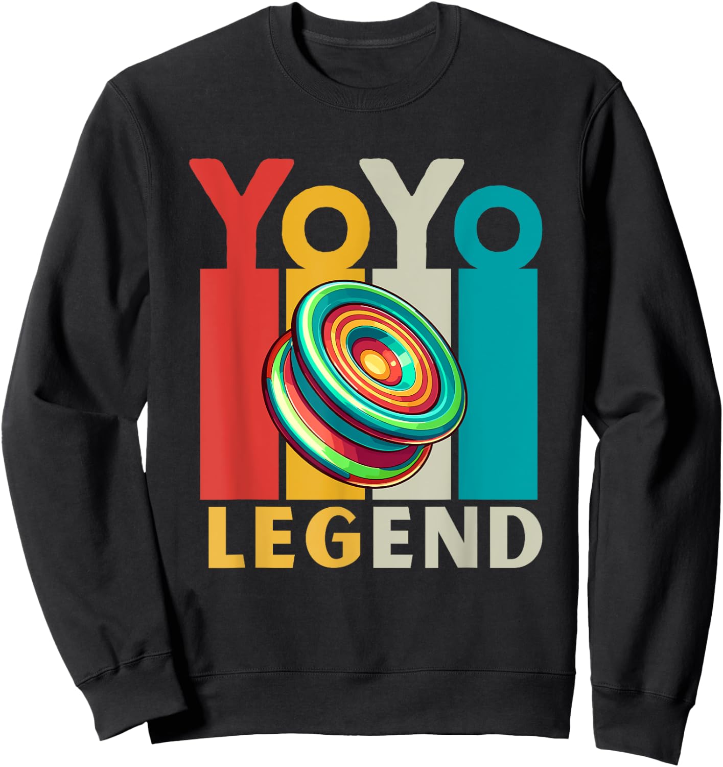 Yo-Yo Player Toy | Vintage Lettering Yoyo Legend Sweatshirt - Sweatshirt | Black