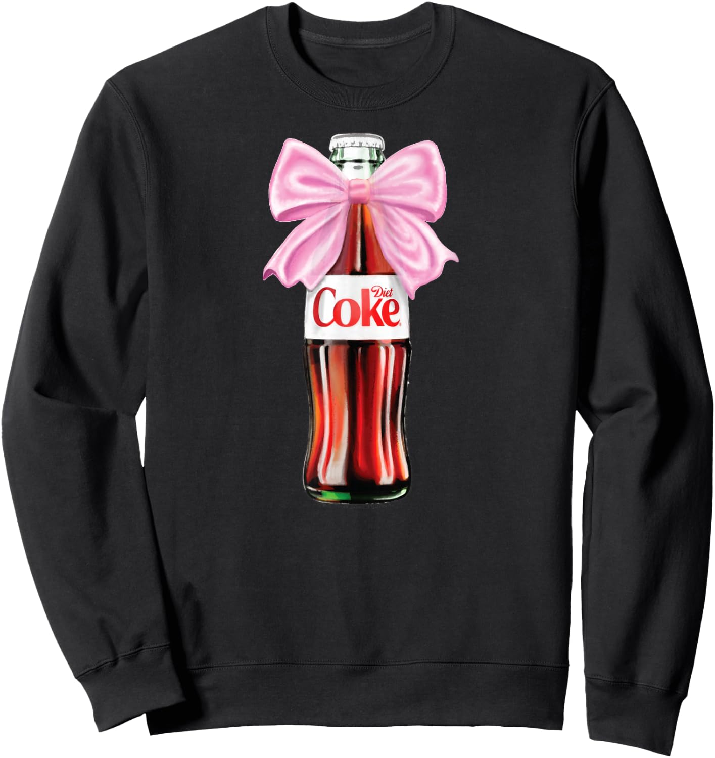 Diet Coke - Classic Bottle with Pink Coquette Bow Sweatshirt - Sweatshirt | Black