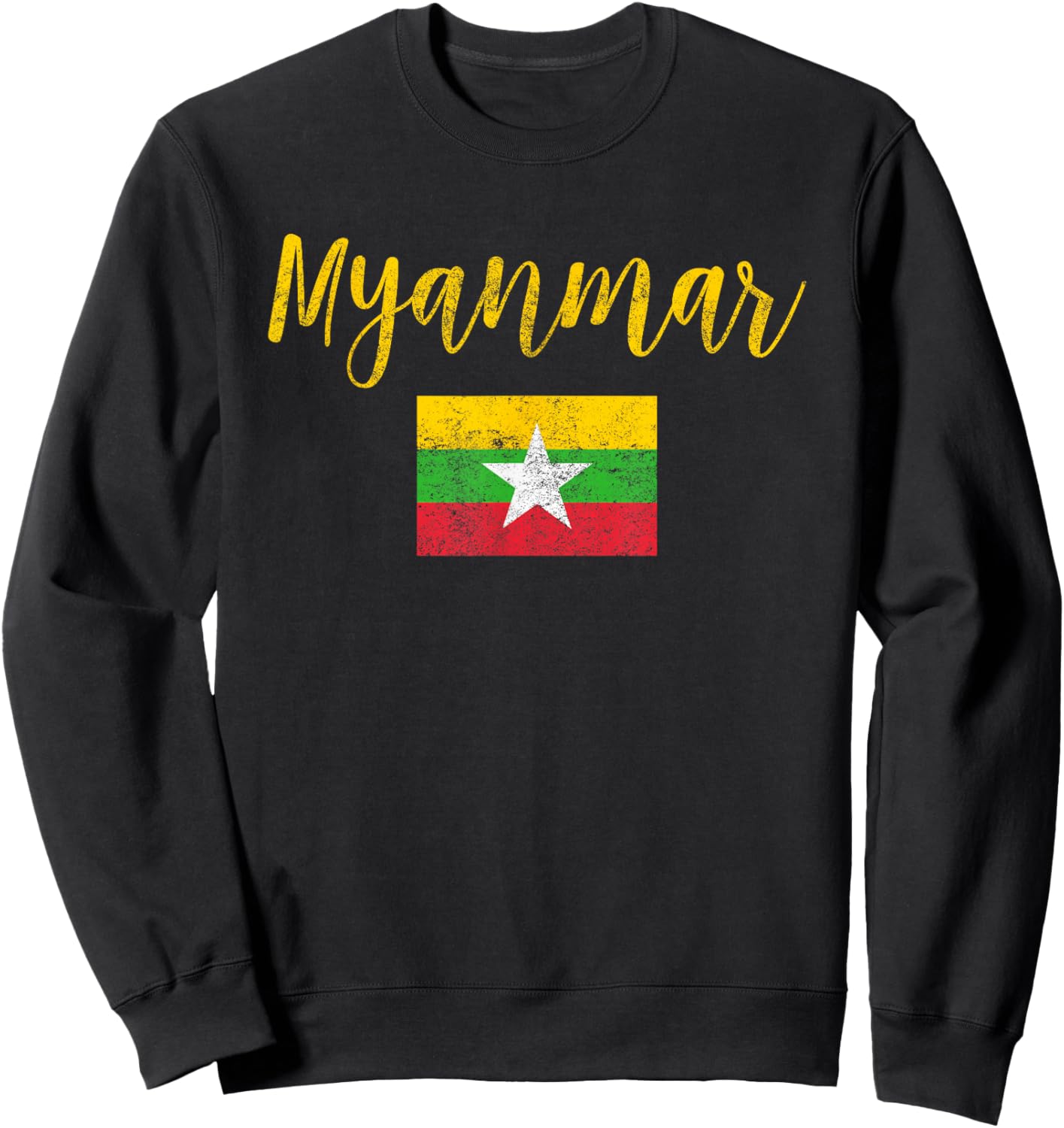 Myanmar Myanmar Flag Vintage Sweatshirt - Sweatshirt | Black
