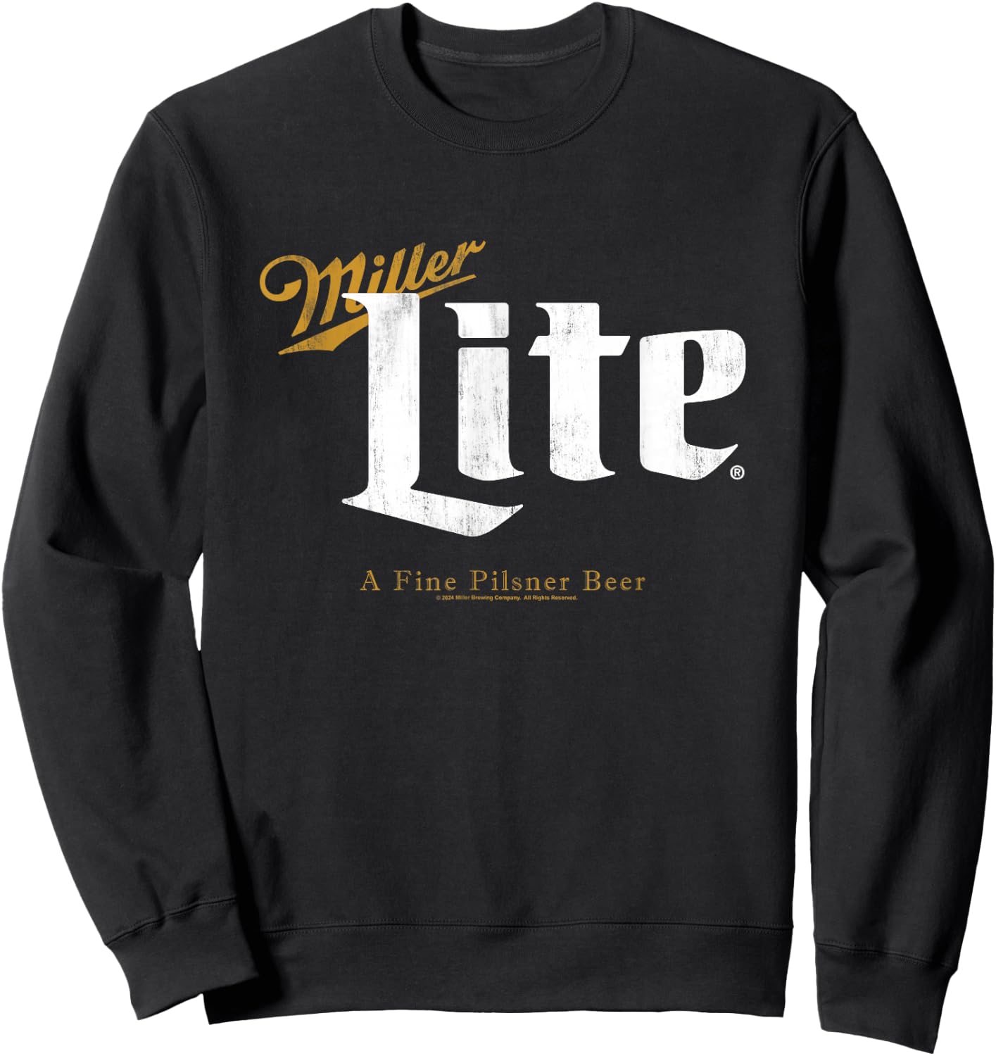 Miller Lite A Fine Pilsner Vintage Gold Beer Label Sweatshirt - Sweatshirt | Black
