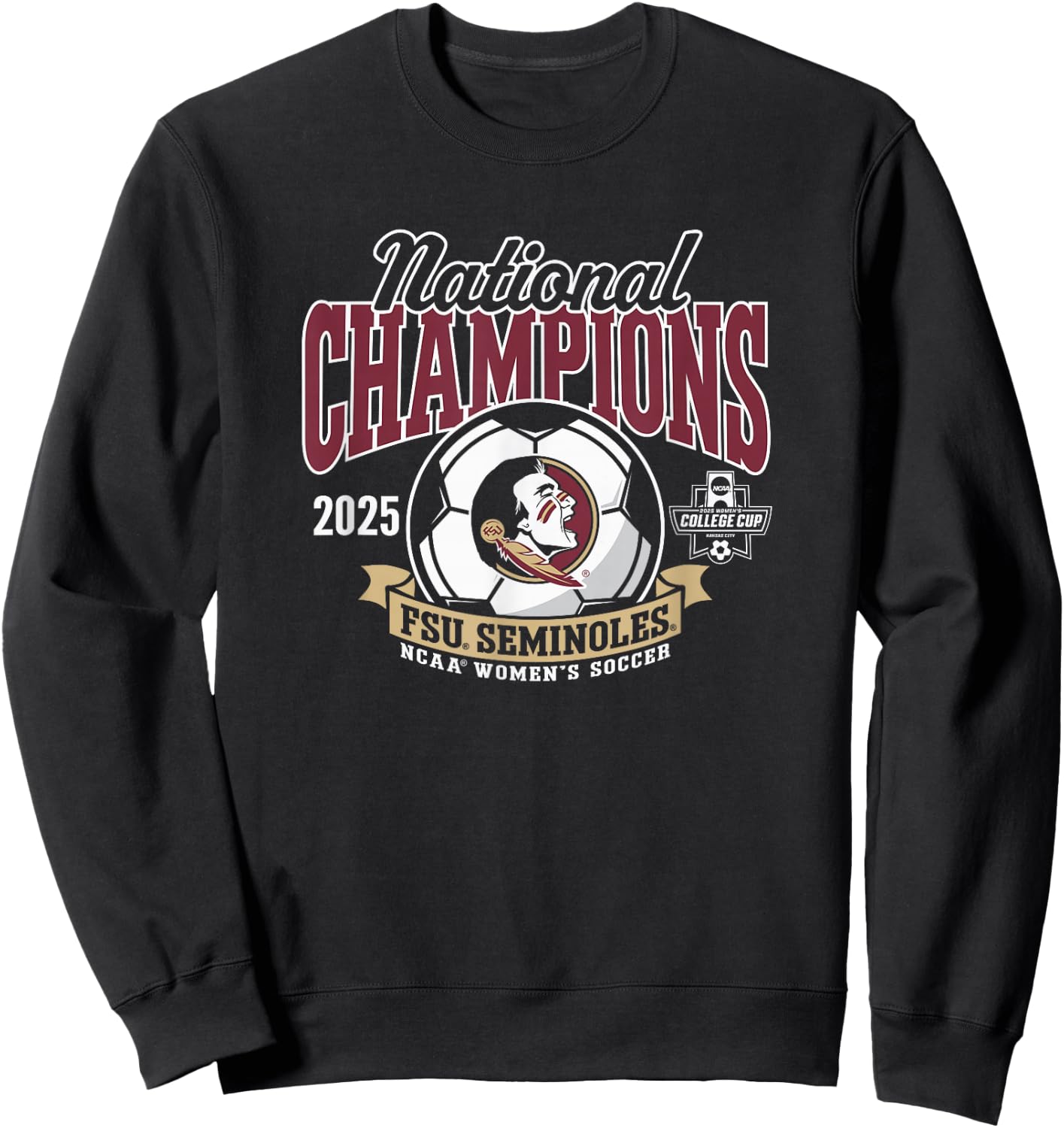 Florida State Seminoles National Champs 2025 Women's Soccer Sweatshirt - Sweatshirt | Black