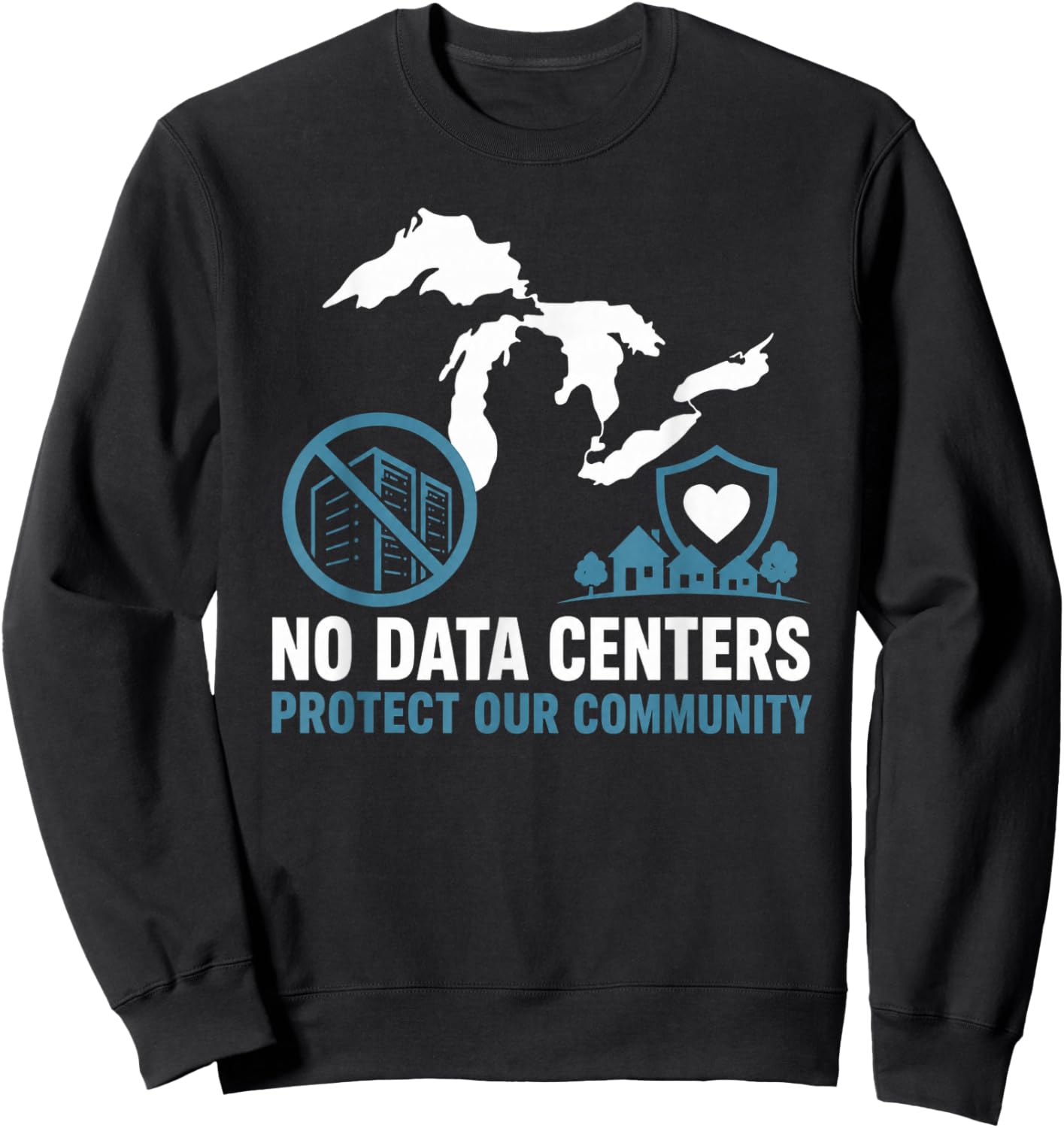 No Data Centers Protect Our Community Retro Sweatshirt - Sweatshirt | Black
