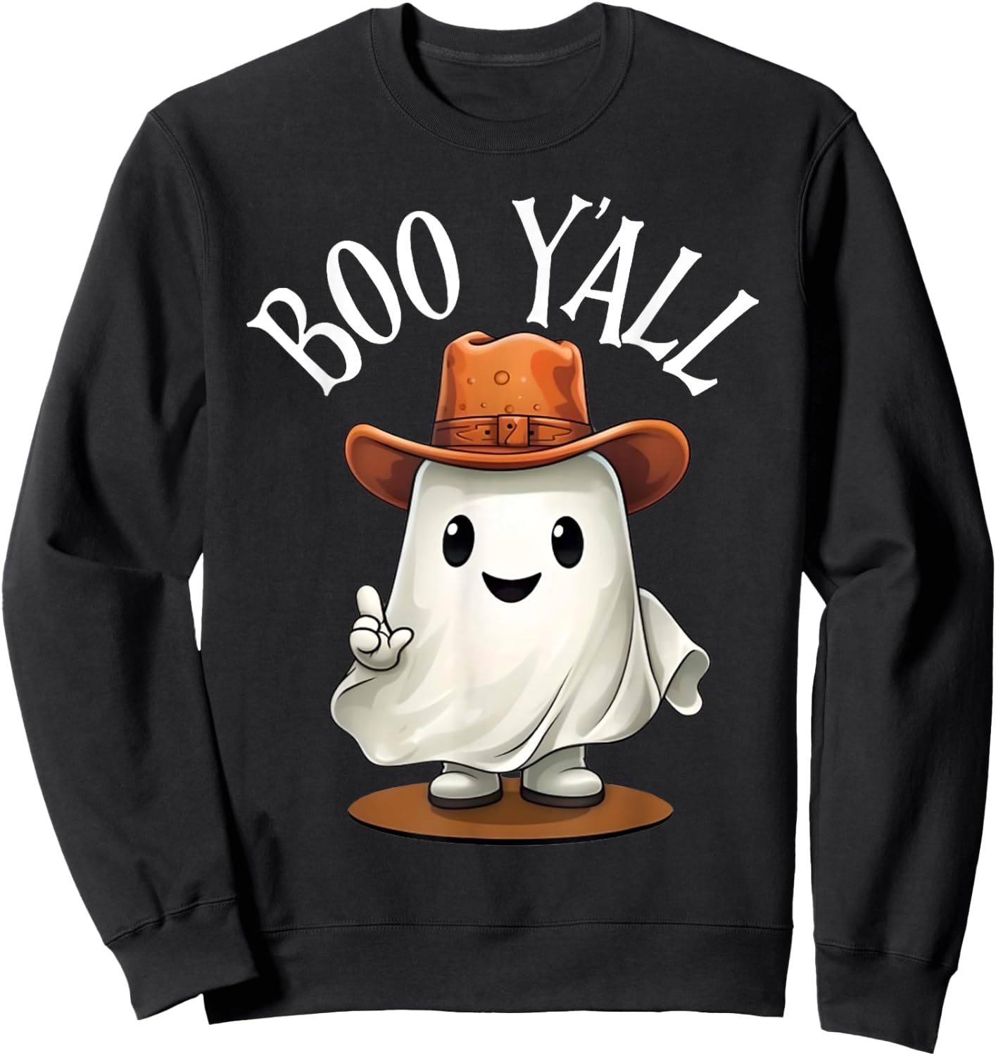 Boo Y'all Cowboy Hat Ghost Funny Halloween Costume Southern Sweatshirt - Sweatshirt | Black