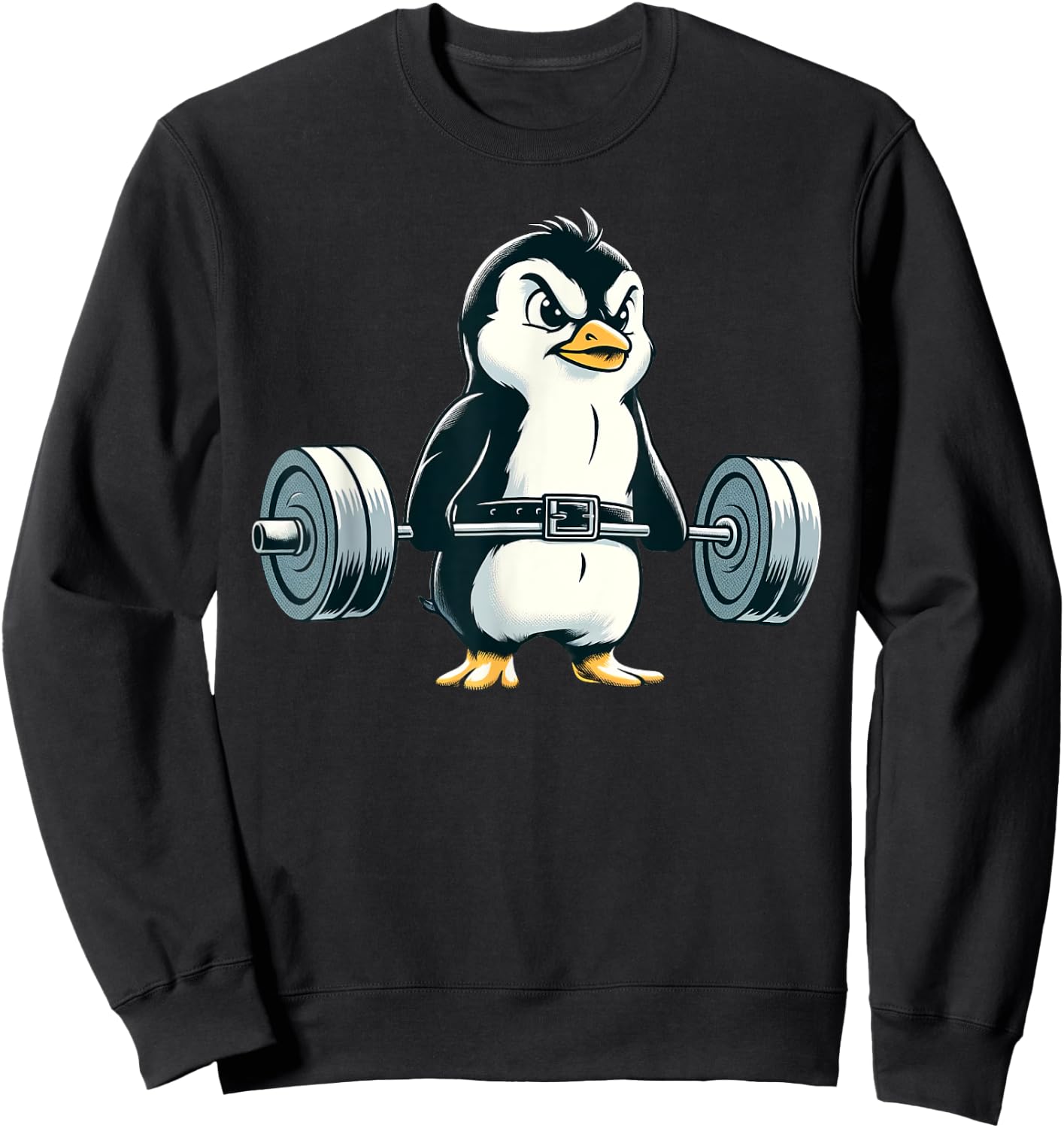 Penguin Powerlifting Weightlifting Gym Workout Sweatshirt - Sweatshirt | Black