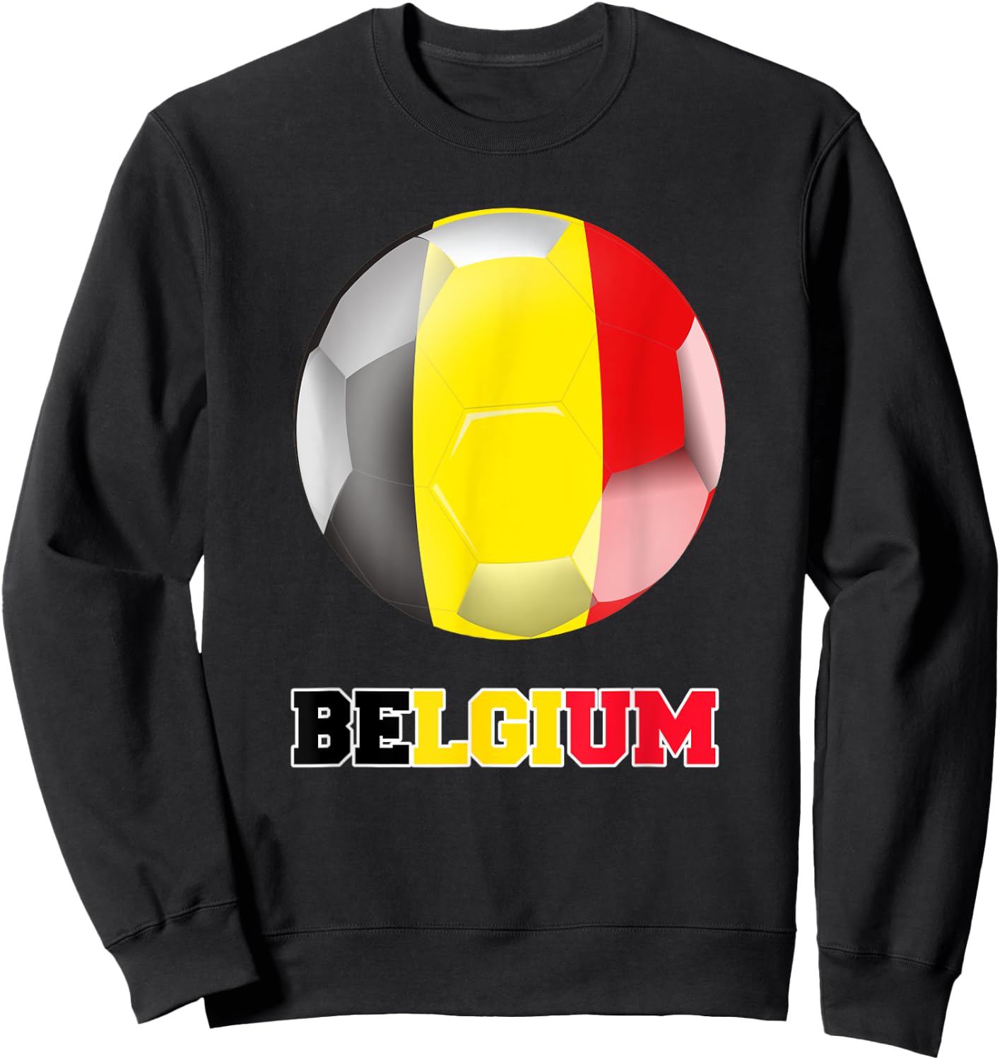 Belgium Soccer Shirt Soccer Ball Belgian Flag Soccer Sweatshirt - Sweatshirt | Black