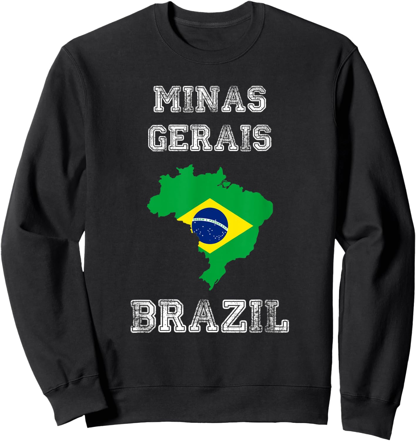 Brazil Distressed Flag Minas Gerais Pride Sweatshirt - Sweatshirt | Black