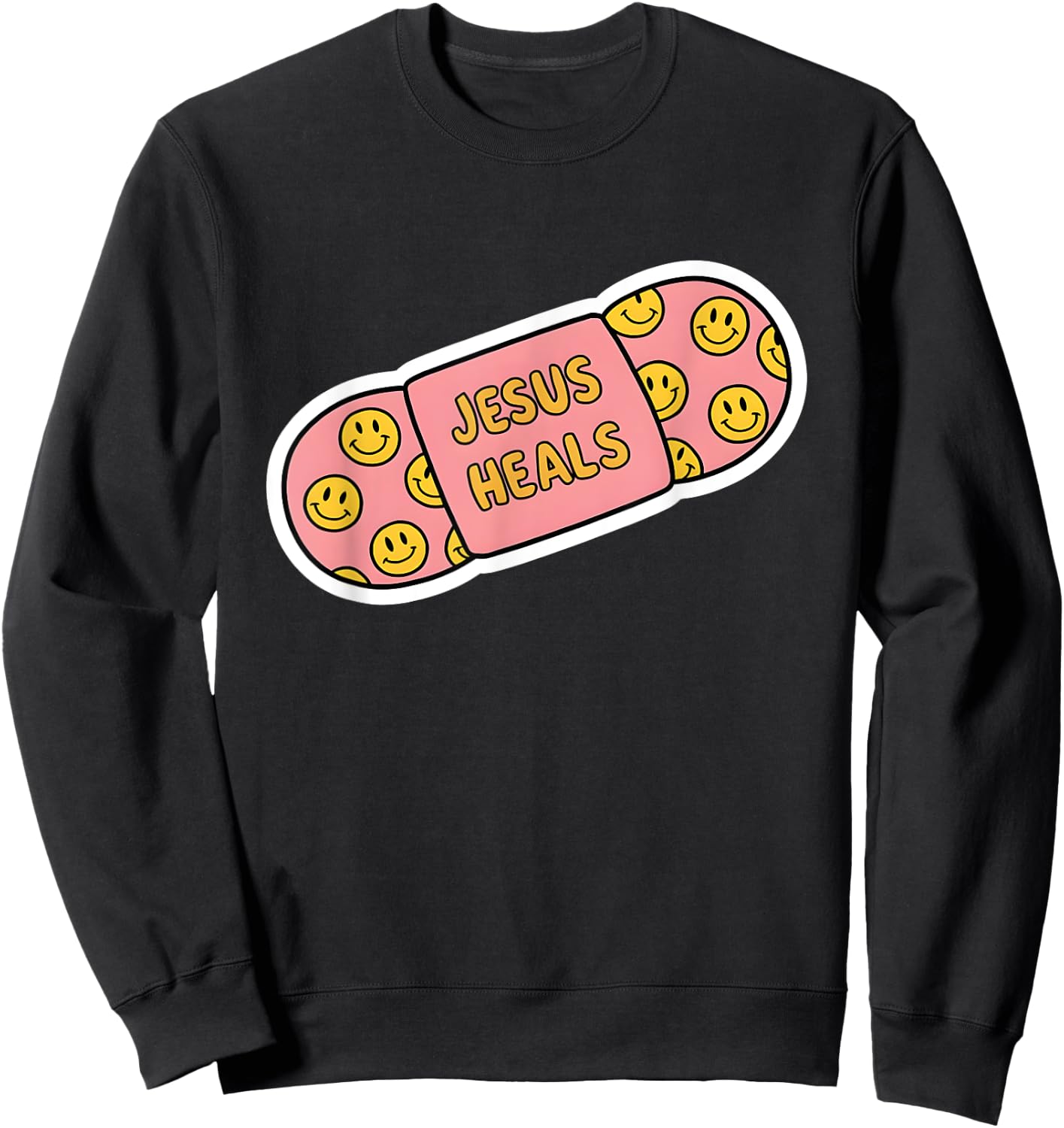 Jesus Heals Plaster - Cute Patch Religious Christian Faith Sweatshirt - Sweatshirt | Black