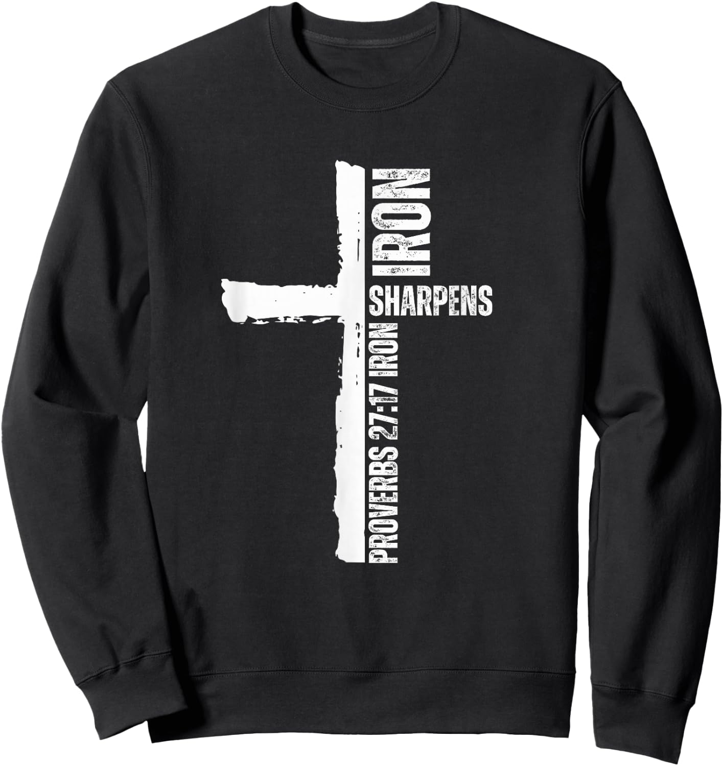 Iron Sharpens Iron Christian workout gym cross passage Sweatshirt - Sweatshirt | Black