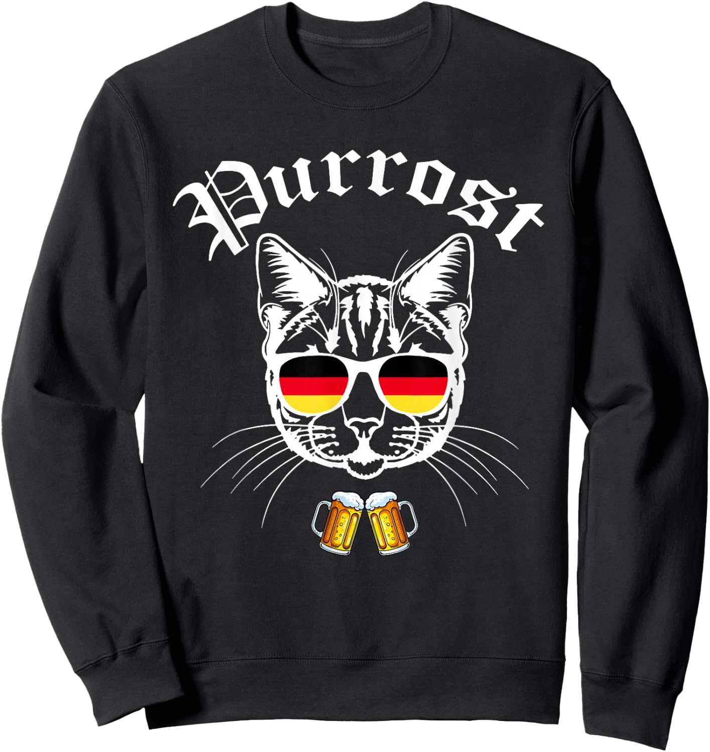 Oktoberfest Prost Funny German Flag Pun Purrost Cat Festival Sweatshirt - Sweatshirt | Black