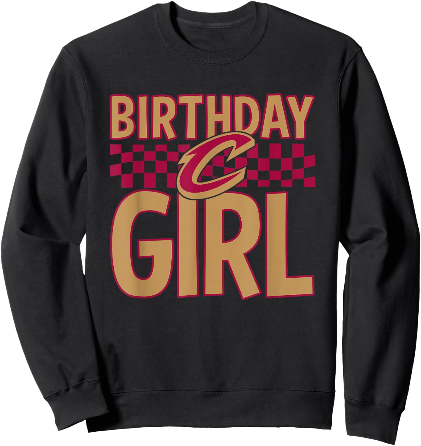 NBA Cleveland Cavaliers Birthday Girl Checkered Logo Sweatshirt - Sweatshirt | Black