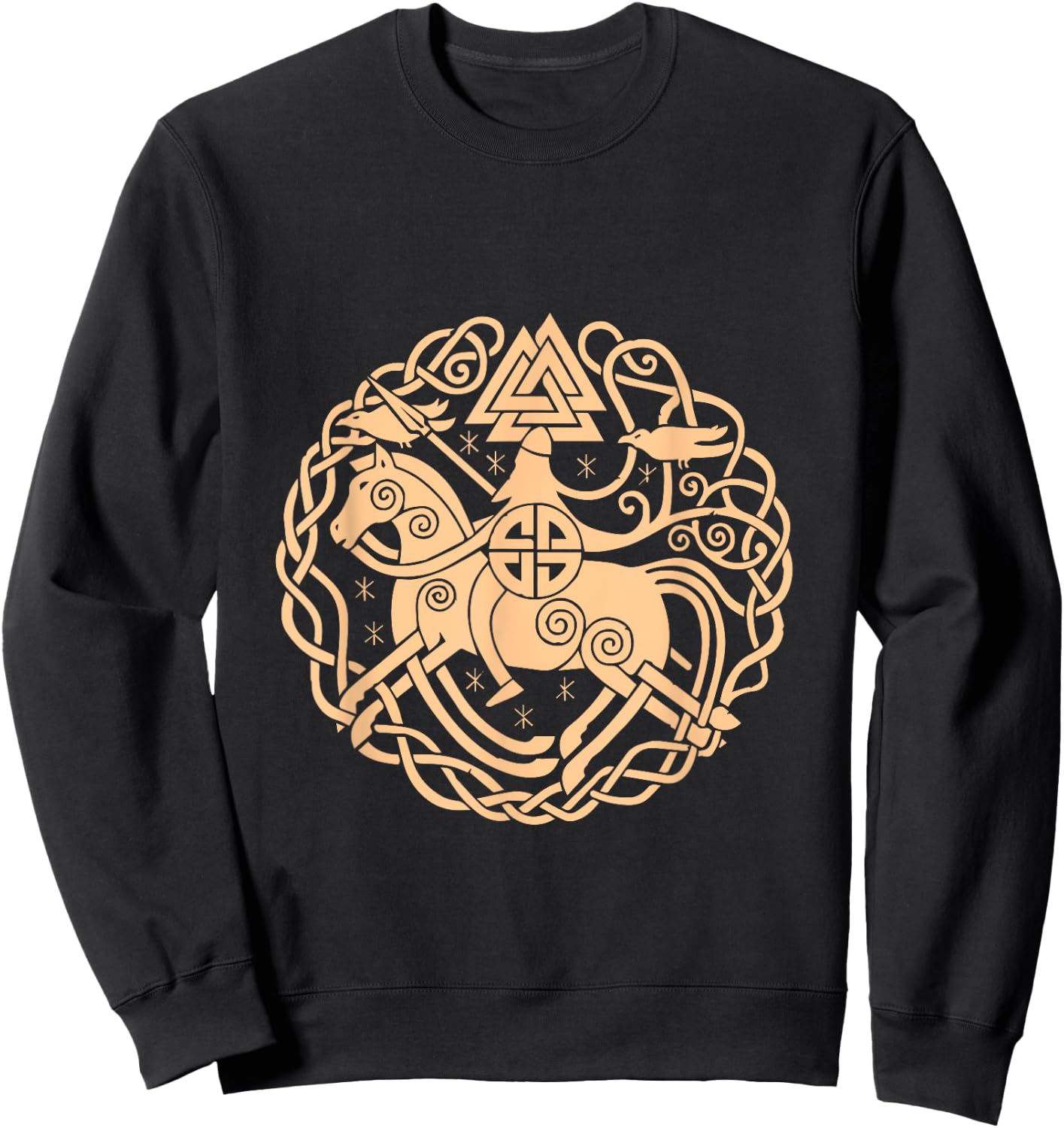 Viking Symbols Horse Valhalla Scandinavia Raven Gift Sweatshirt - Sweatshirt | Black