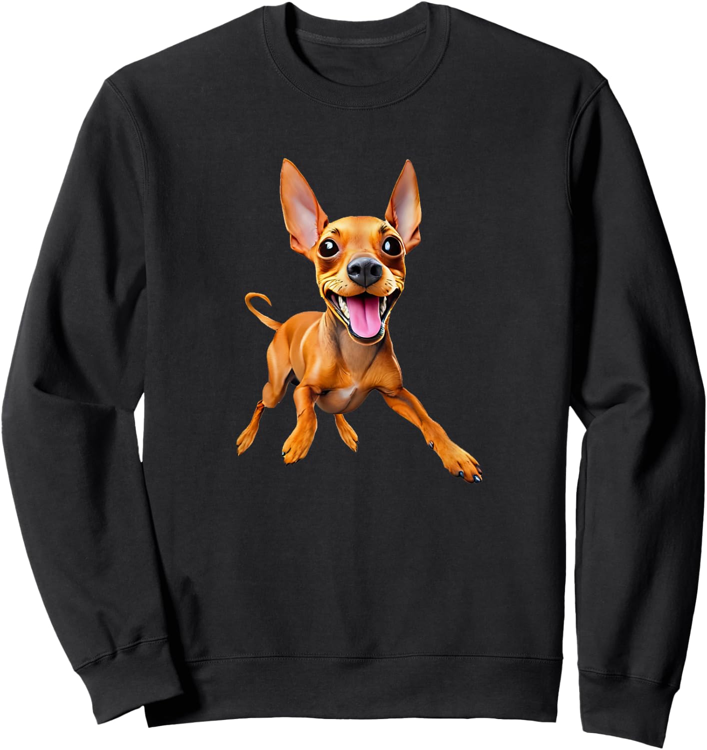 Minpin miniature pinscher min pin puppy dog dad mom kids pet Sweatshirt - Sweatshirt | Black