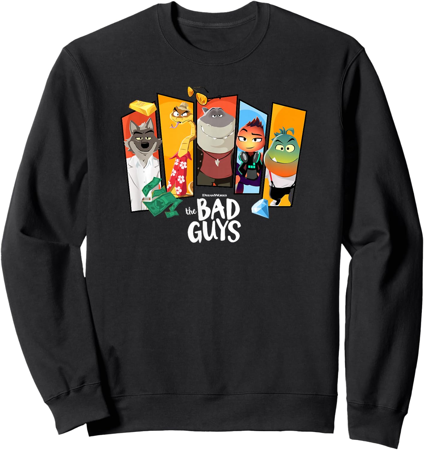 The Bad Guys Character Group Panels Sweatshirt - Sweatshirt | Black