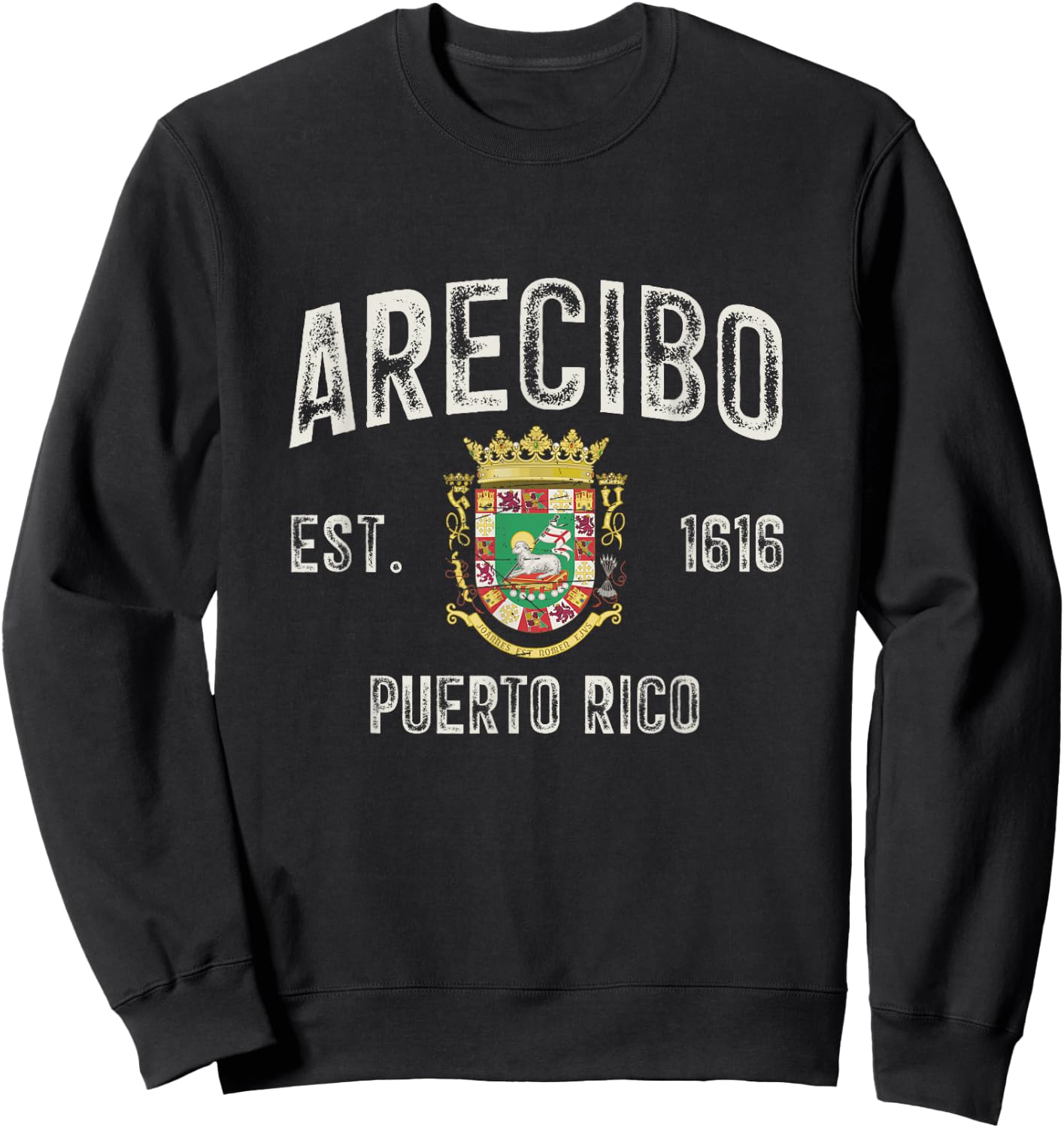 Arecibo City In Puerto Rico Est 1616, Puerto Rico Armorial Sweatshirt - Sweatshirt | Black