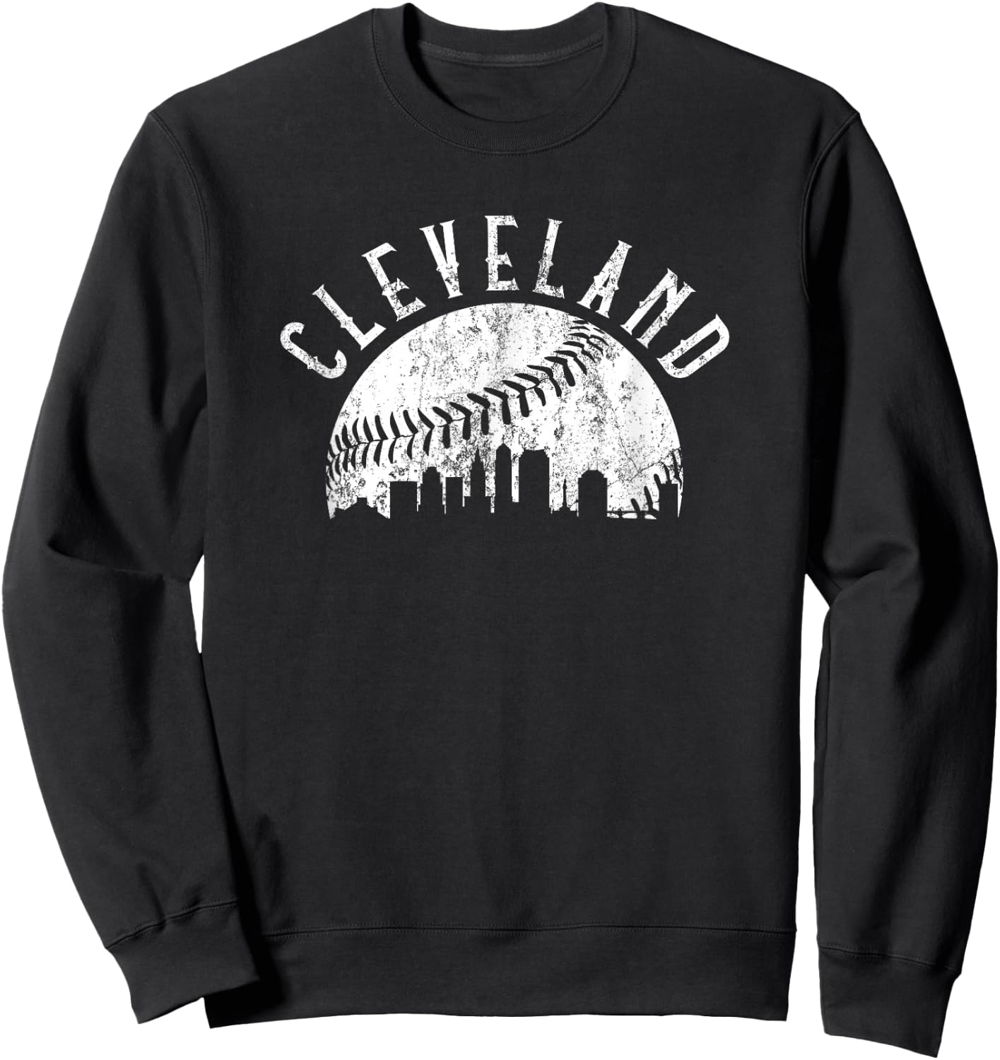 Vintage Cleveland Ohio Skyline Apparel Sweatshirt - Sweatshirt | Black