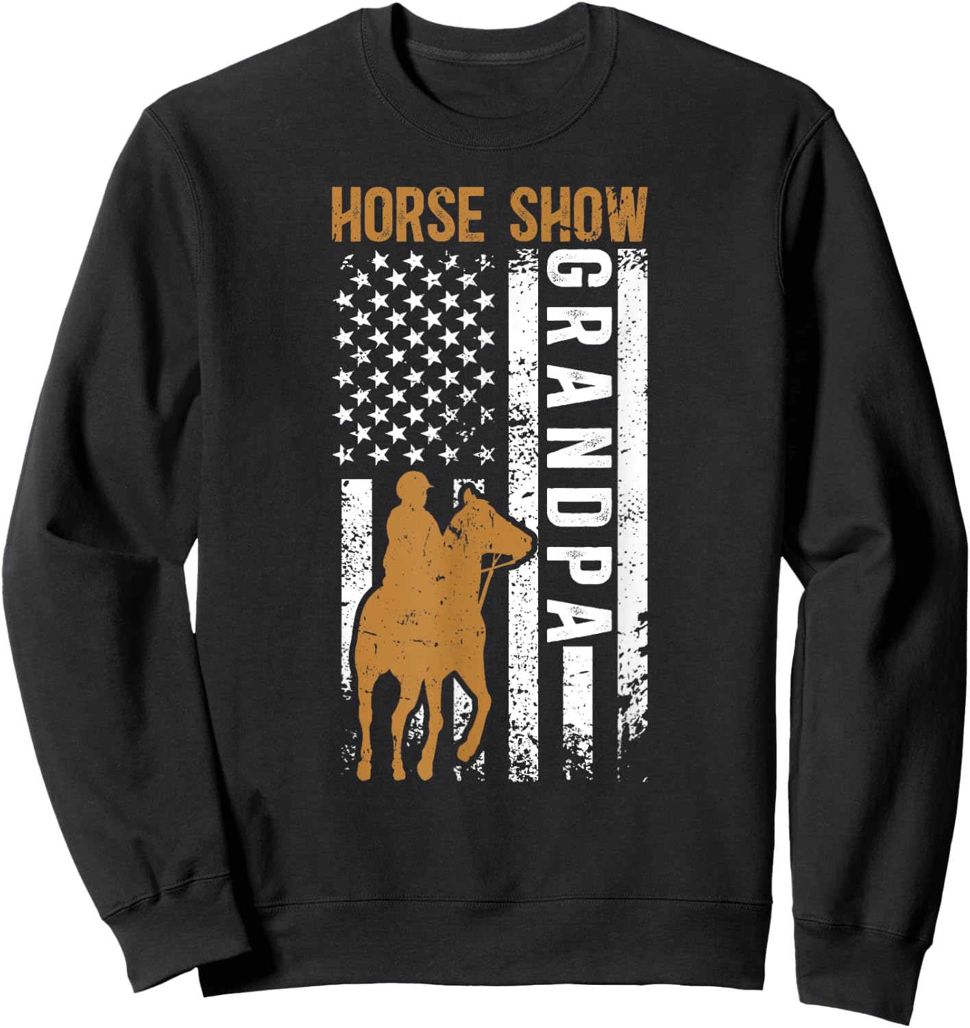 Horse Show Grandpa US Flag Equestrian Grandfather Sweatshirt - Sweatshirt | Black