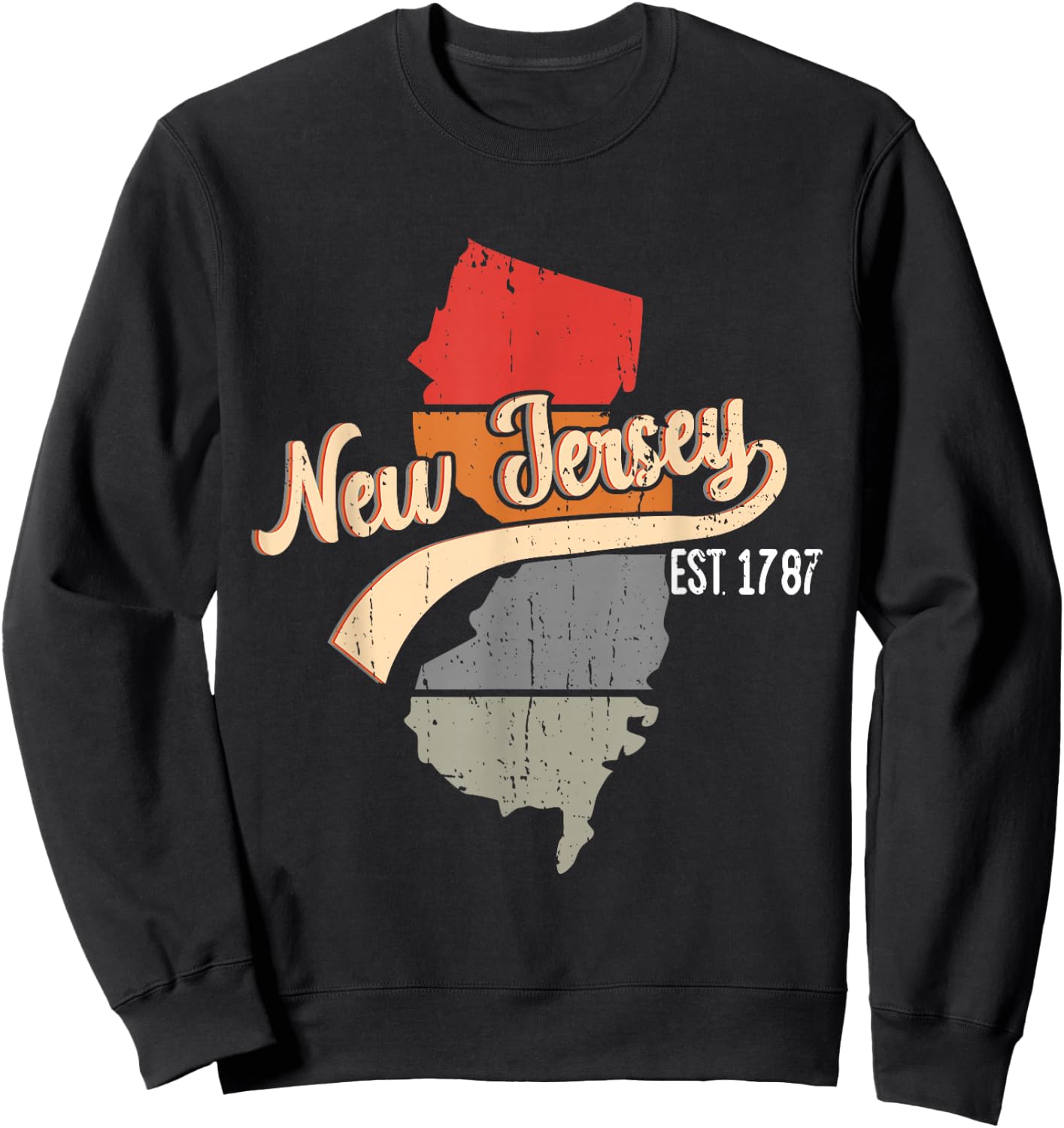 New Jersey Home State NJ Sunburst Vintage Retro Design Sweatshirt - Sweatshirt | Black