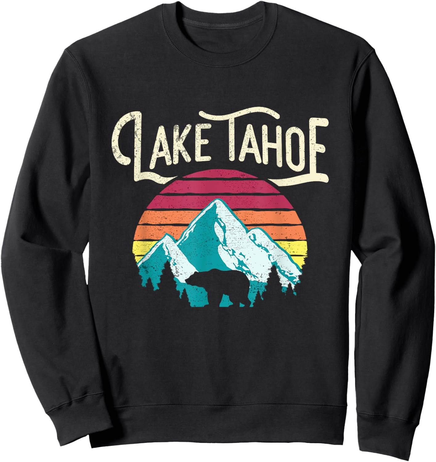 Vintage Lake Tahoe Mountain Retro Sweatshirt - Sweatshirt | Black