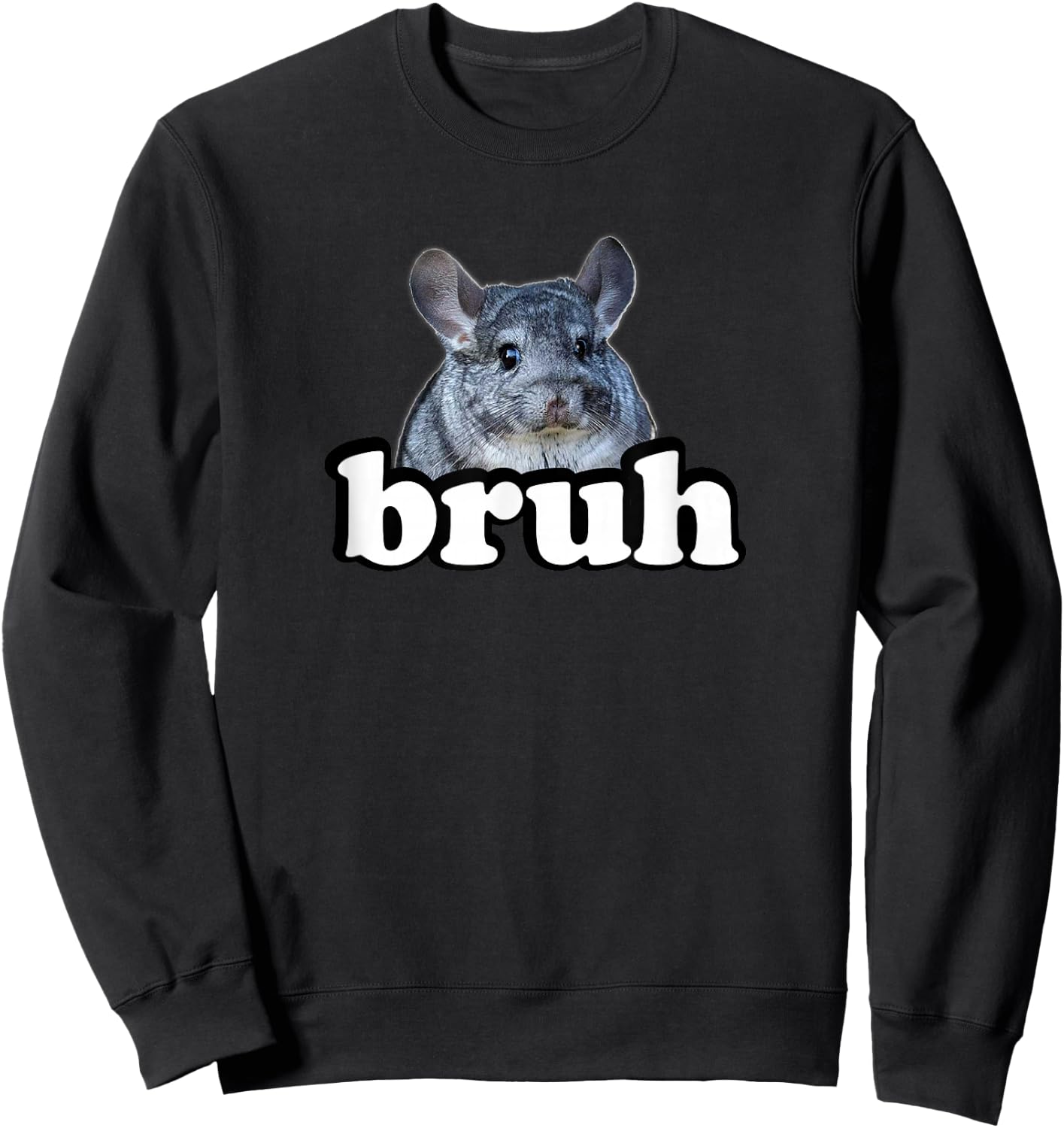 Boys Girls Cute Bruh Kids Pet Chinchilla Lover Sweatshirt - Sweatshirt | Black