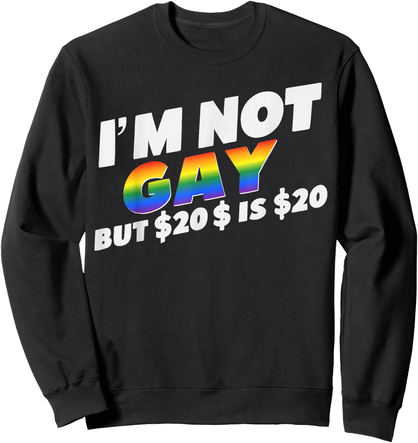 I’m Not Gay But $20 is $20 Bucks Humorous Bargain Funny LGBT Sweatshirt - Sweatshirt | Black