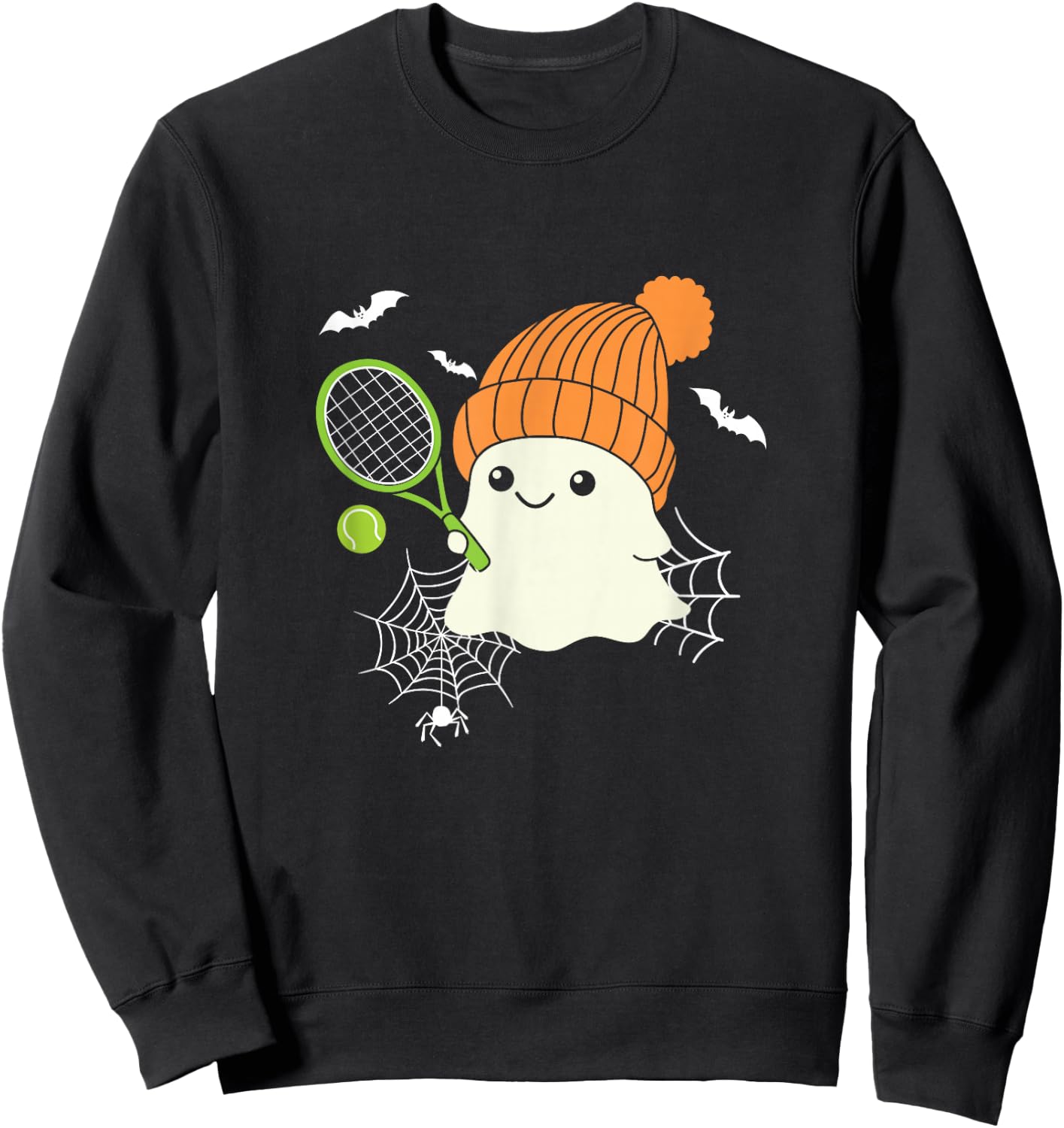 Boo Ghost Playing Tennis Funny Halloween Tennis Costume Sweatshirt - Sweatshirt | Black