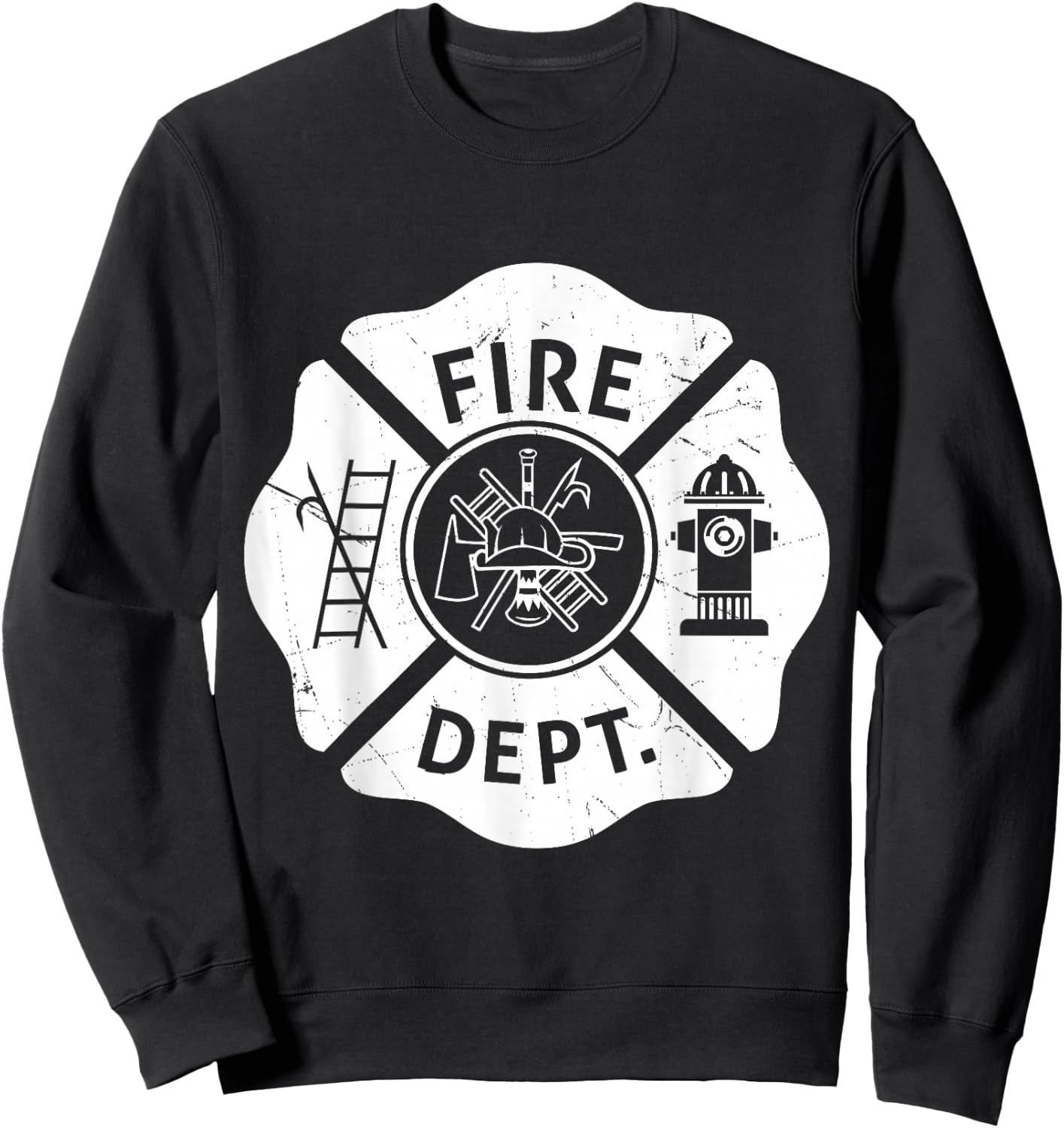 Fire Department Logo Uniform Fireman Symbol Firefighter Gear Sweatshirt - Sweatshirt | Black
