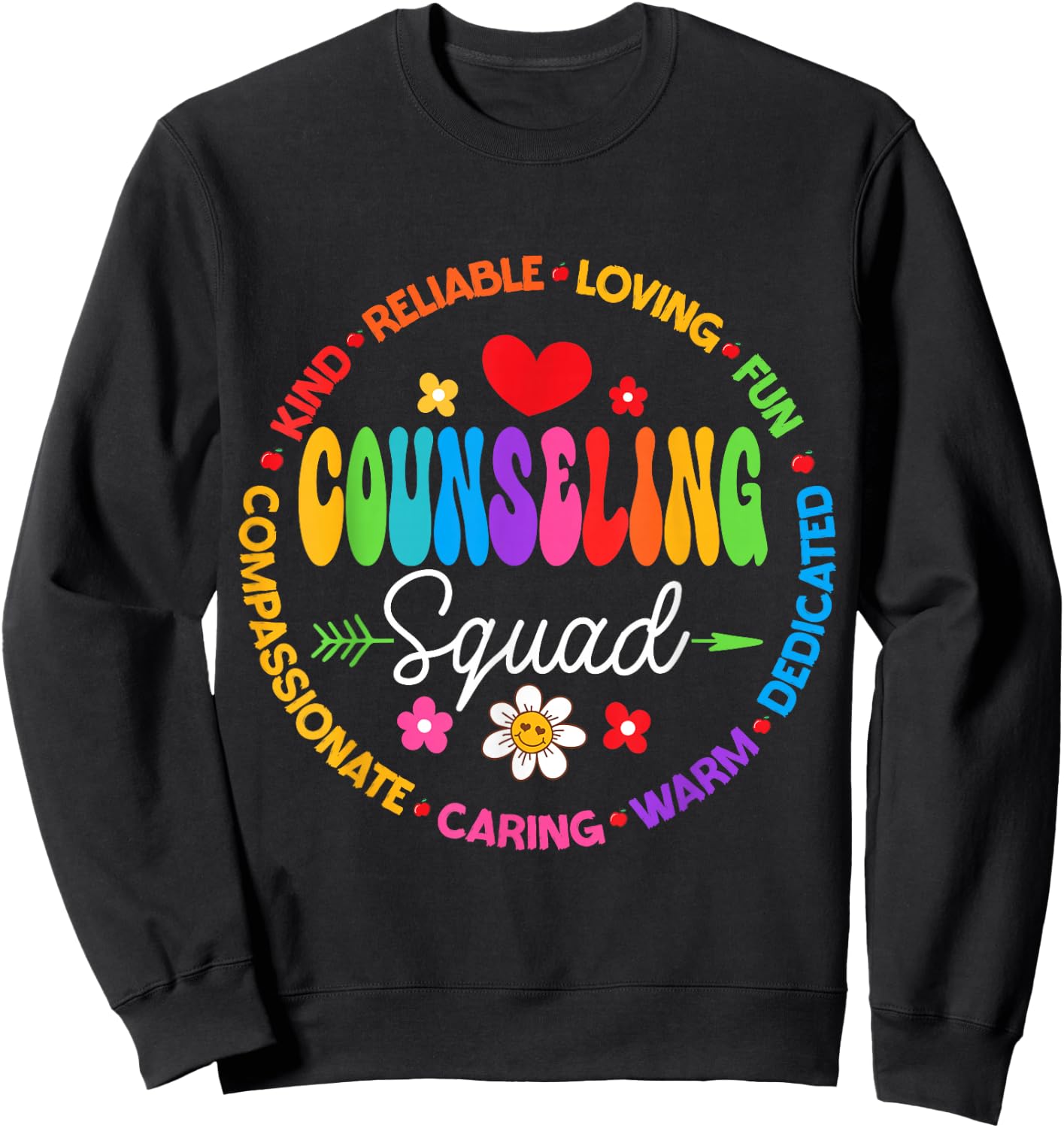 Groovy Counseling Squad Office Appreciation Back to School Sweatshirt - Sweatshirt | Black